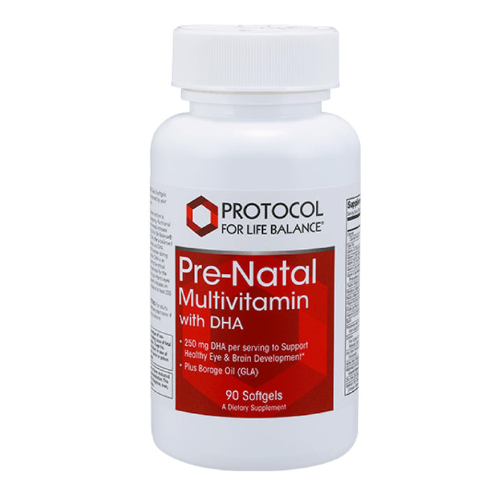 Protocol Pre-Natal Multivitamin with DHA - 250 mg DHA - for Pregnancy & Lactation Support* - with DHA, Calcium, Copper, B12 & Vitamin C - Halal & Dairy Free - 90 Softgels