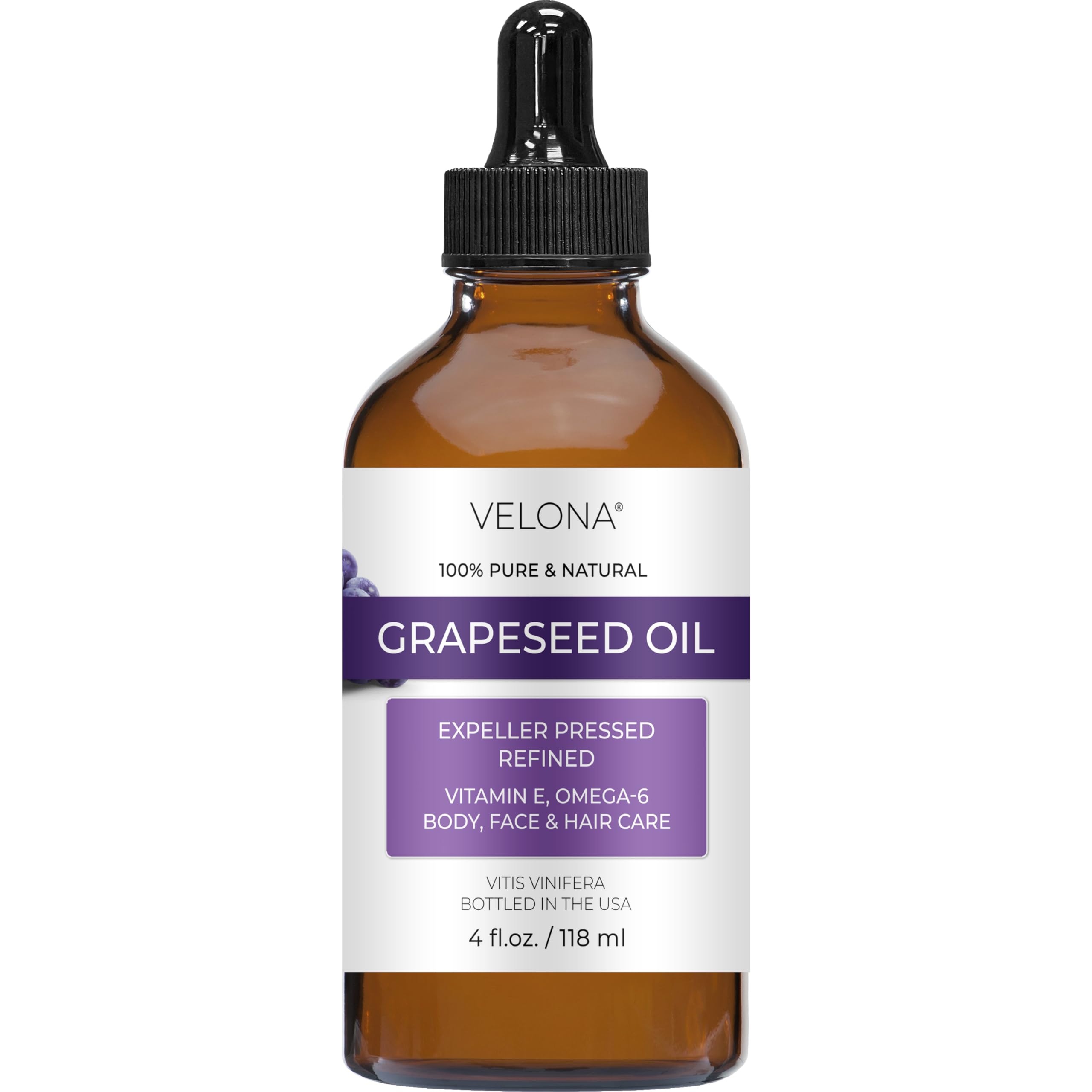 velona Grapeseed Oil 4 fl oz | 100% Pure and Natural Carrier Oil | Refined, Cold pressed | Skin, Face, Body, Hair Care | Use Today - Enjoy Results