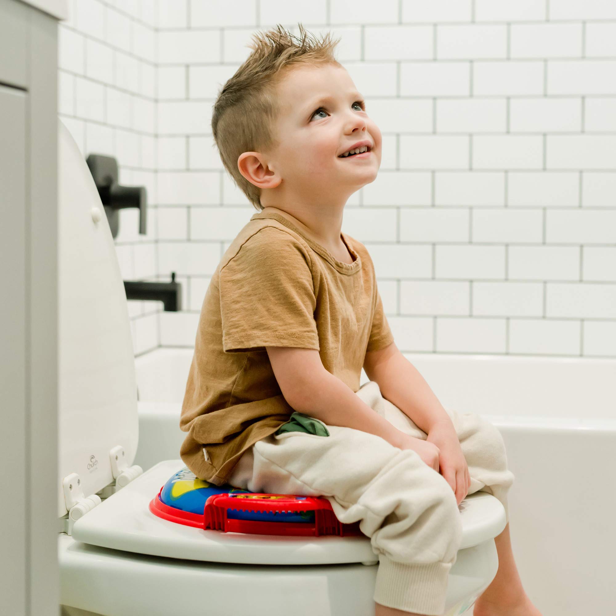 The First Years Disney Mickey Mouse Soft Potty Seat - Cushioned Toddler Toilet Seat Attachment - Toddler Potty Training Toilet Seat with Handles - Ages 18 Months and Up