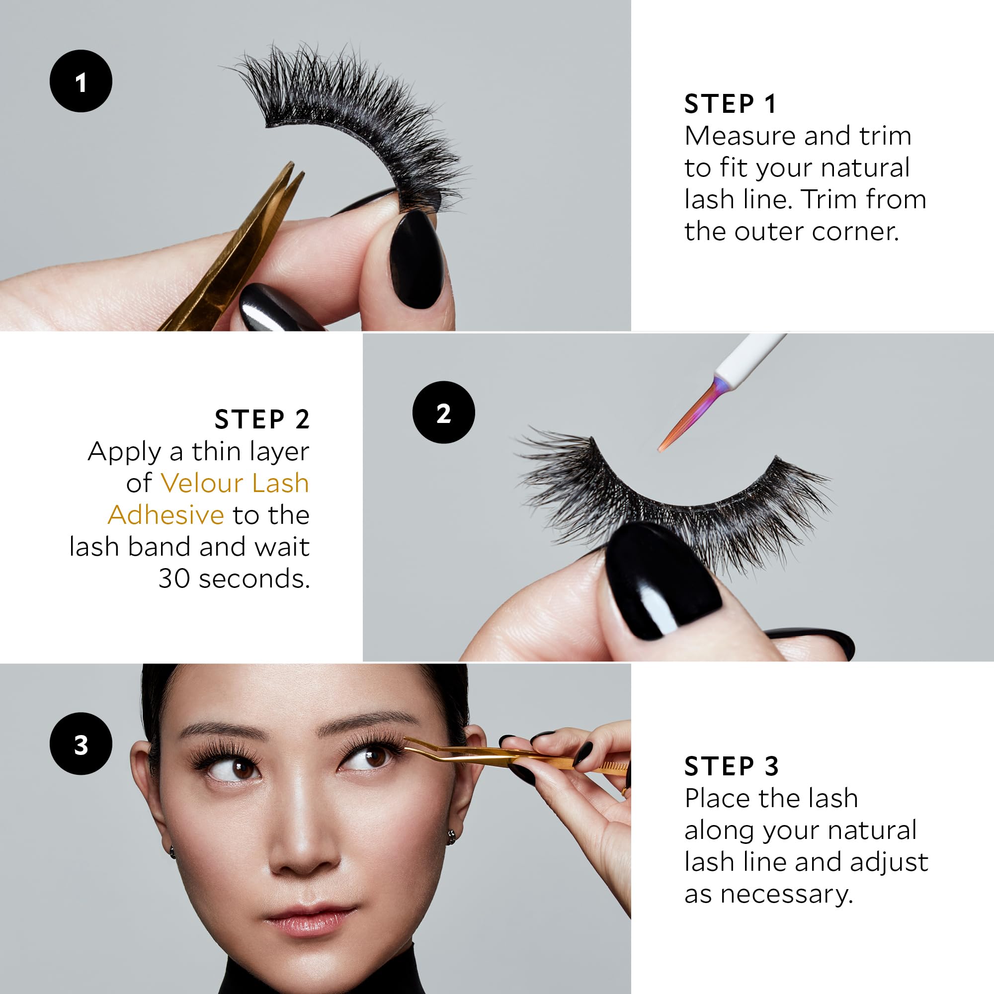 Velour Eyelash Glue - Strong Hold, Dries Clear - Latex-Free, Hypoallergenic Lash Adhesive for False Eyelashes - Precision Brush Applicator