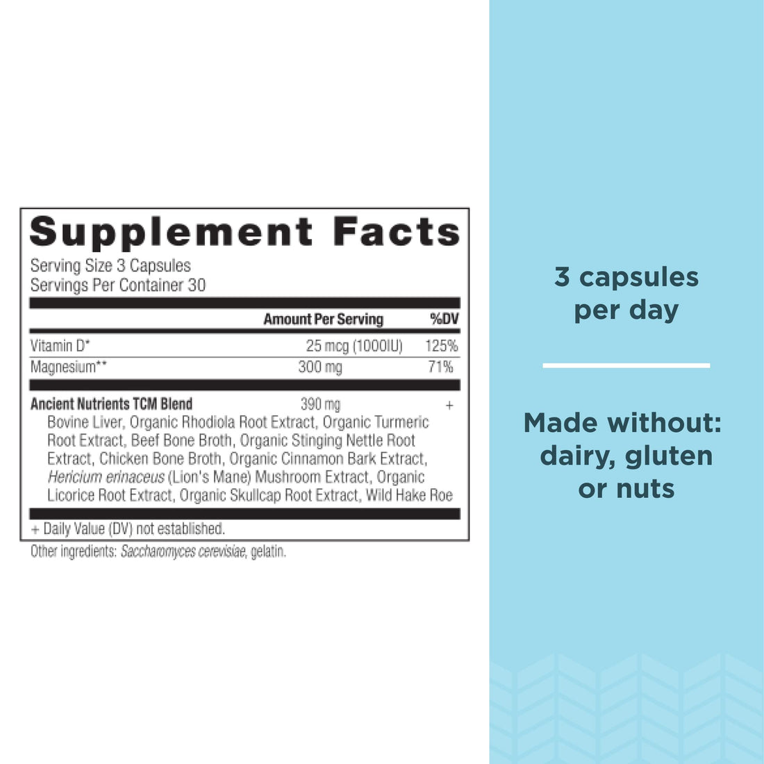 Magnesium Supplement by Ancient Nutrition, Magnesium 300mg with Vitamin D for Immune Support, Adaptogenic Herbs, Enzyme Activated, Paleo & Keto Friendly, 90 Capsules