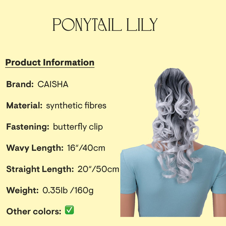 Prettyshop Hairpiece-Ponytail Ombre Gray Mix # 1Tgray H141: Prettyshop 20 Hair Piece Pony Tail Clip On Extension Voluminous Curly Heat-Resisting Ombre Gray Mix # 1Tgray H141