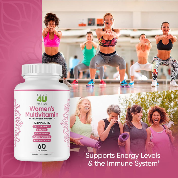 BEST 4U NUTRITION Multi for Her, 60 Capsules, Multivitamin & Multi-Mineral Supplement for Women, Helps Support her Immune System, Muscle Function & Hair, Nails & Skin