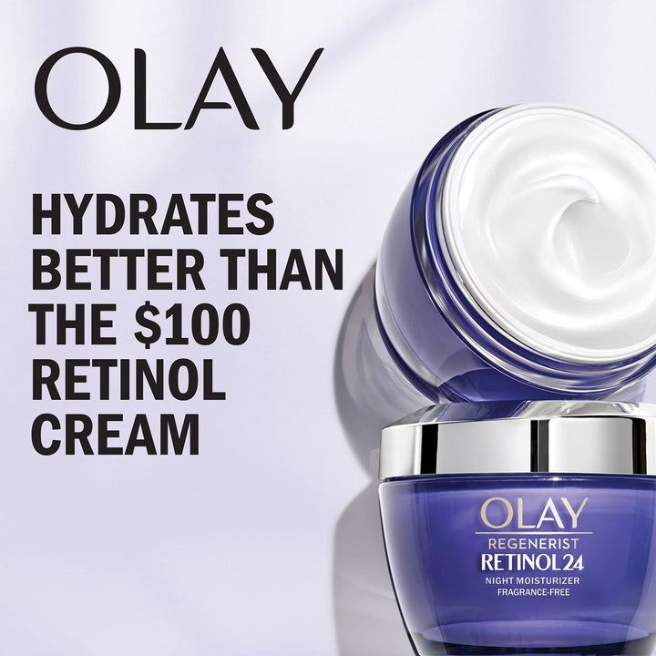 Olay Regenerist Retinol Face Serum, Retinol 24 Night Face Serum, 1.3oz + Whip Face Moisturizer Travel/Trial Size Gift Set