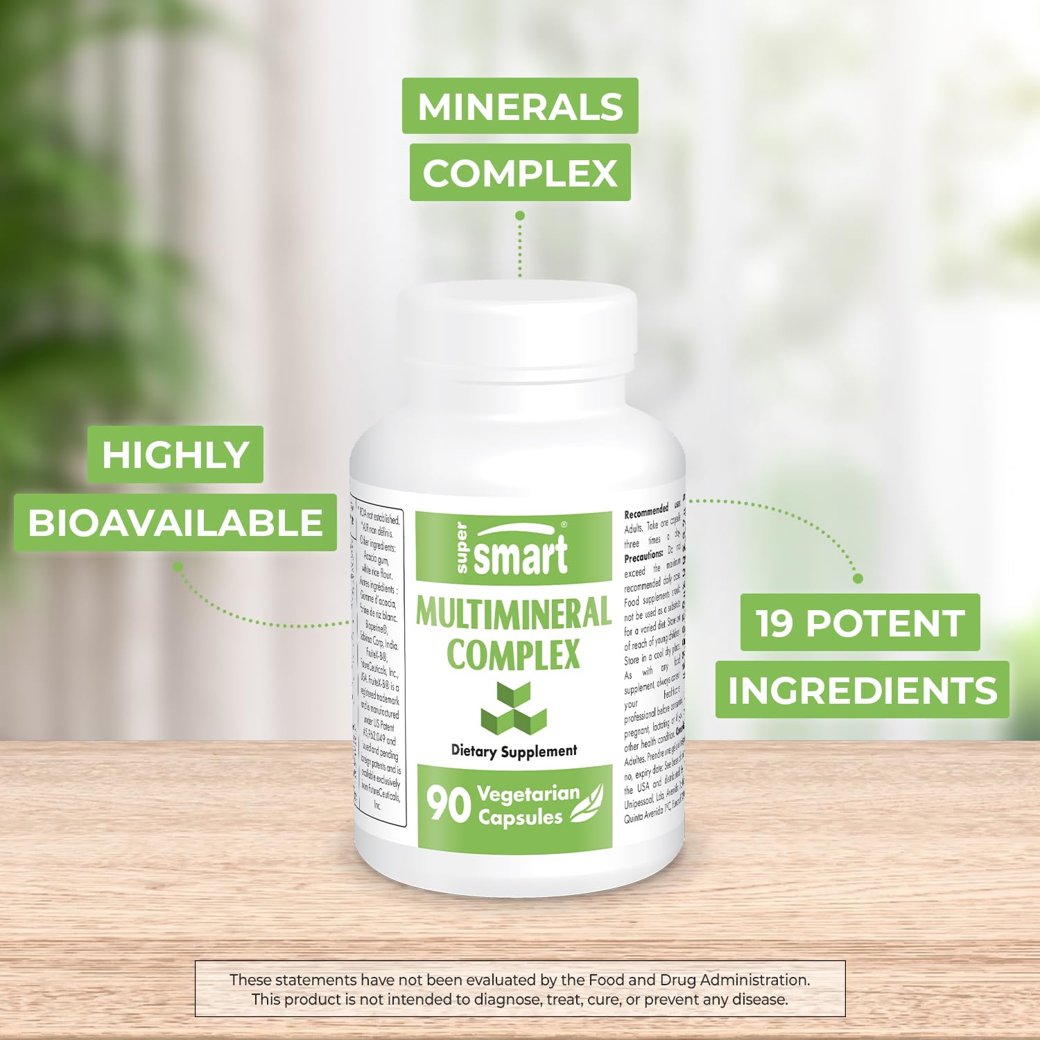 SuperSmart - Multimineral Complex Supplement (Full Spectrum) - with Magnesium, Zinc, Boron, Calcium, Chromium, Selenium, Iodine, Potassium | Non-GMO & Gluten Free - 90 Vegetarian Capsules