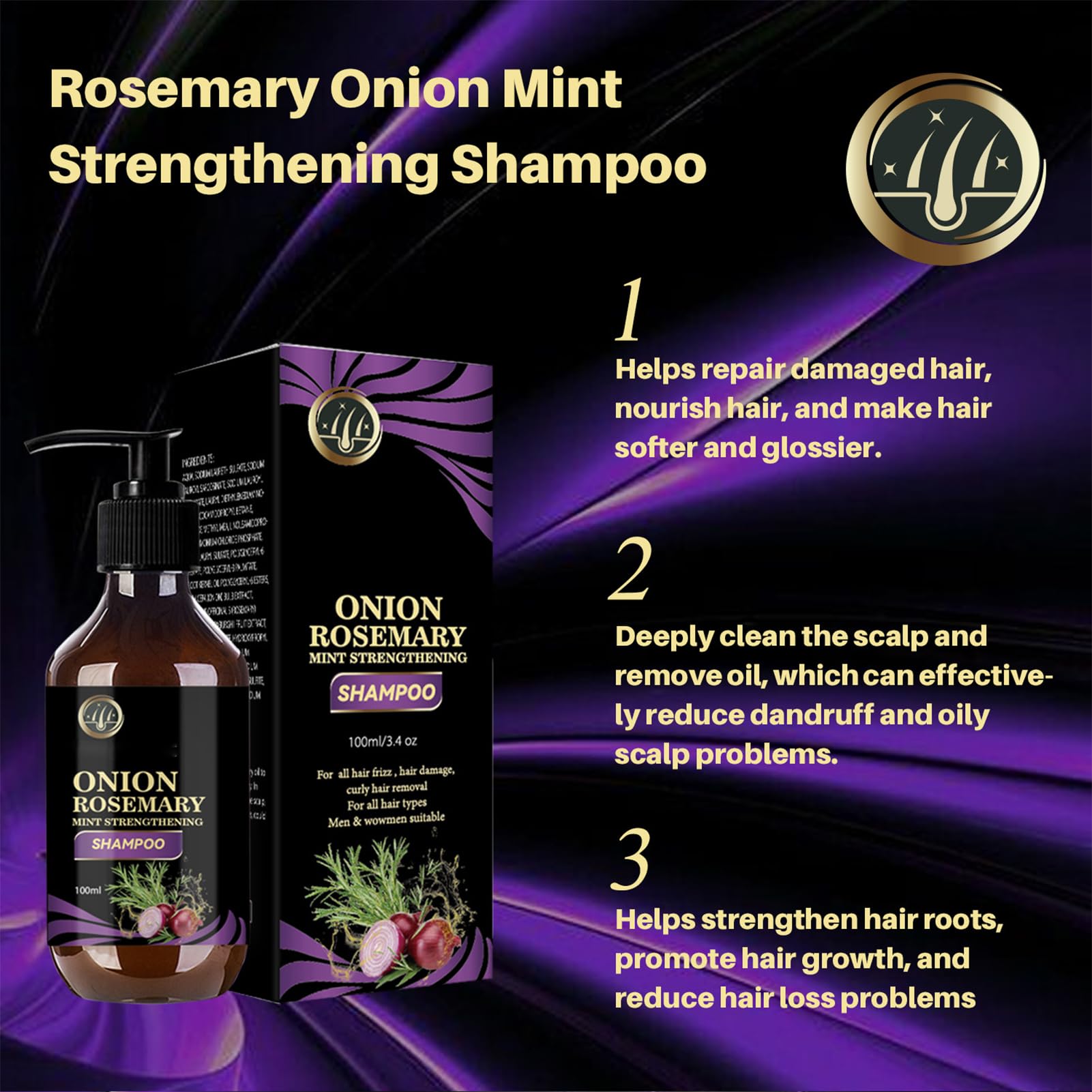 Biotin, Rosemary and Onion Shampoo and Conditioner Set for Stronger, Thicker and Longer Hair - Targets Hair Loss and Thinning (2 PCS)