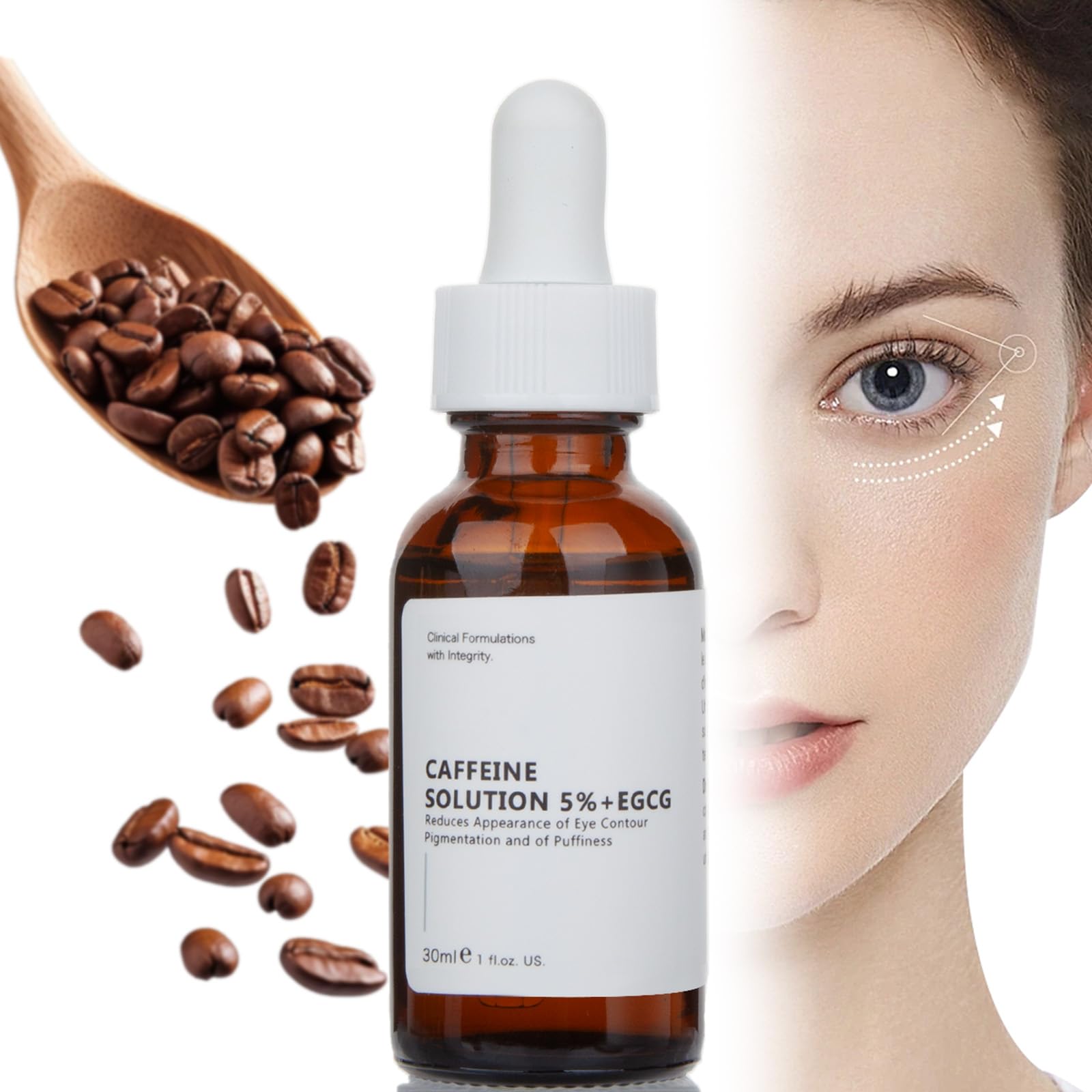 Caffeine Solution 5% + EGCG For Dark Circles & Puffiness, 30ML Anti Aging Under Eye Serum For Eye Bags, Fine Lines, Moisturizing Caffeine Solution.