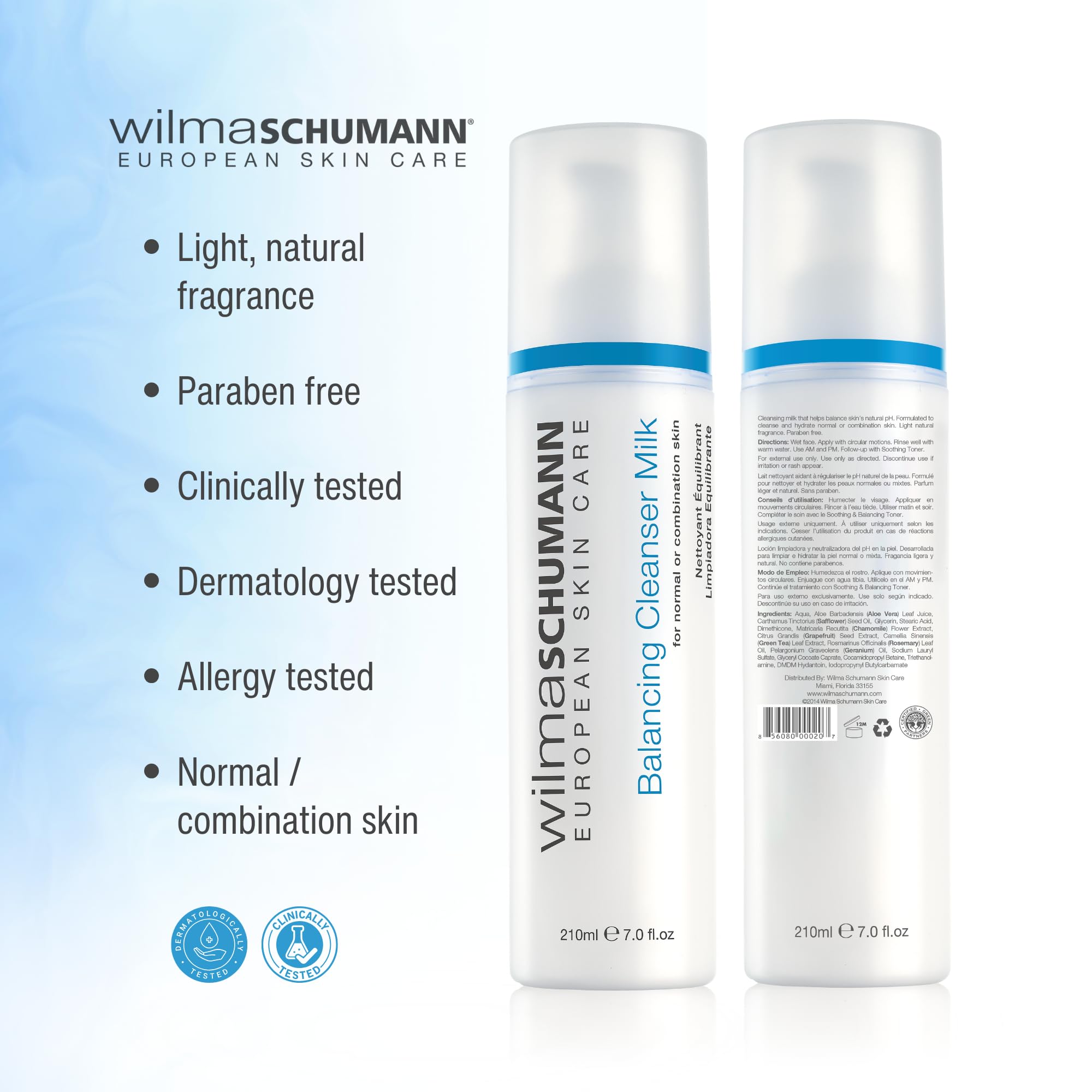 Wilma Schumann Soothing Cleanser Milk , 7oz (210 ml)