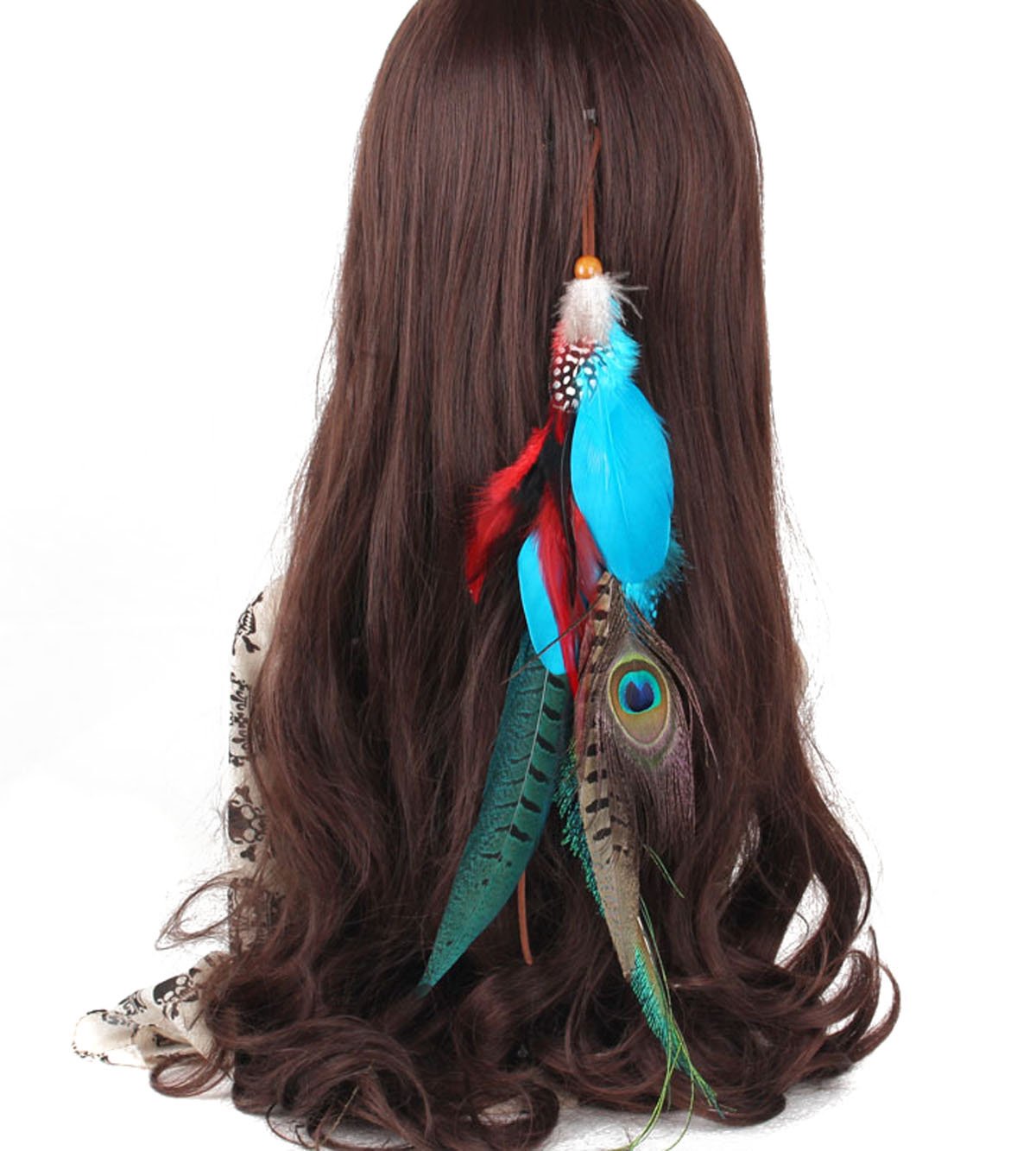 Suoirblss 1 Pc Handmade Boho Hippie Hair Extensions with Feather Clip Comb Hairpin Headdress DIY Accessories for Girls Women Lady