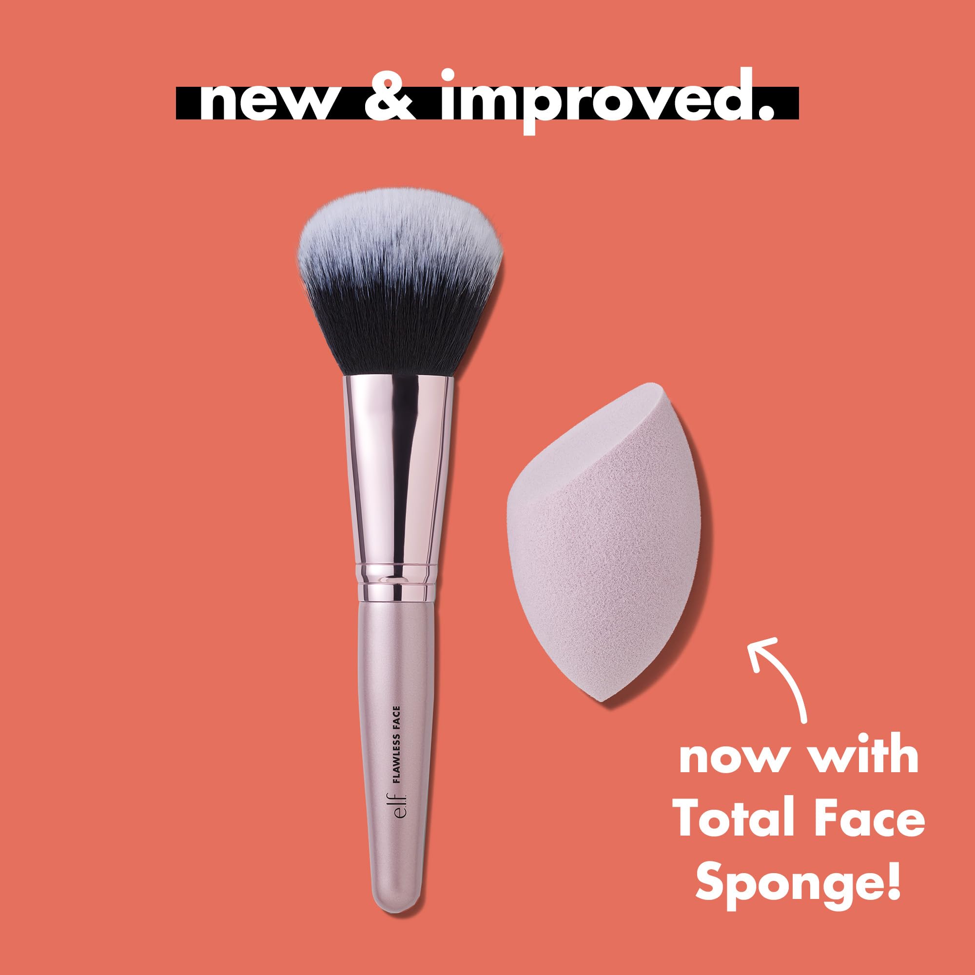 e.l.f. Cosmetics Complexion Brush & Sponge Duo, 2-Step Face Sponge & Makeup Brush Kit For Creating A Flawless Complexion, Great For Liquid Foundation