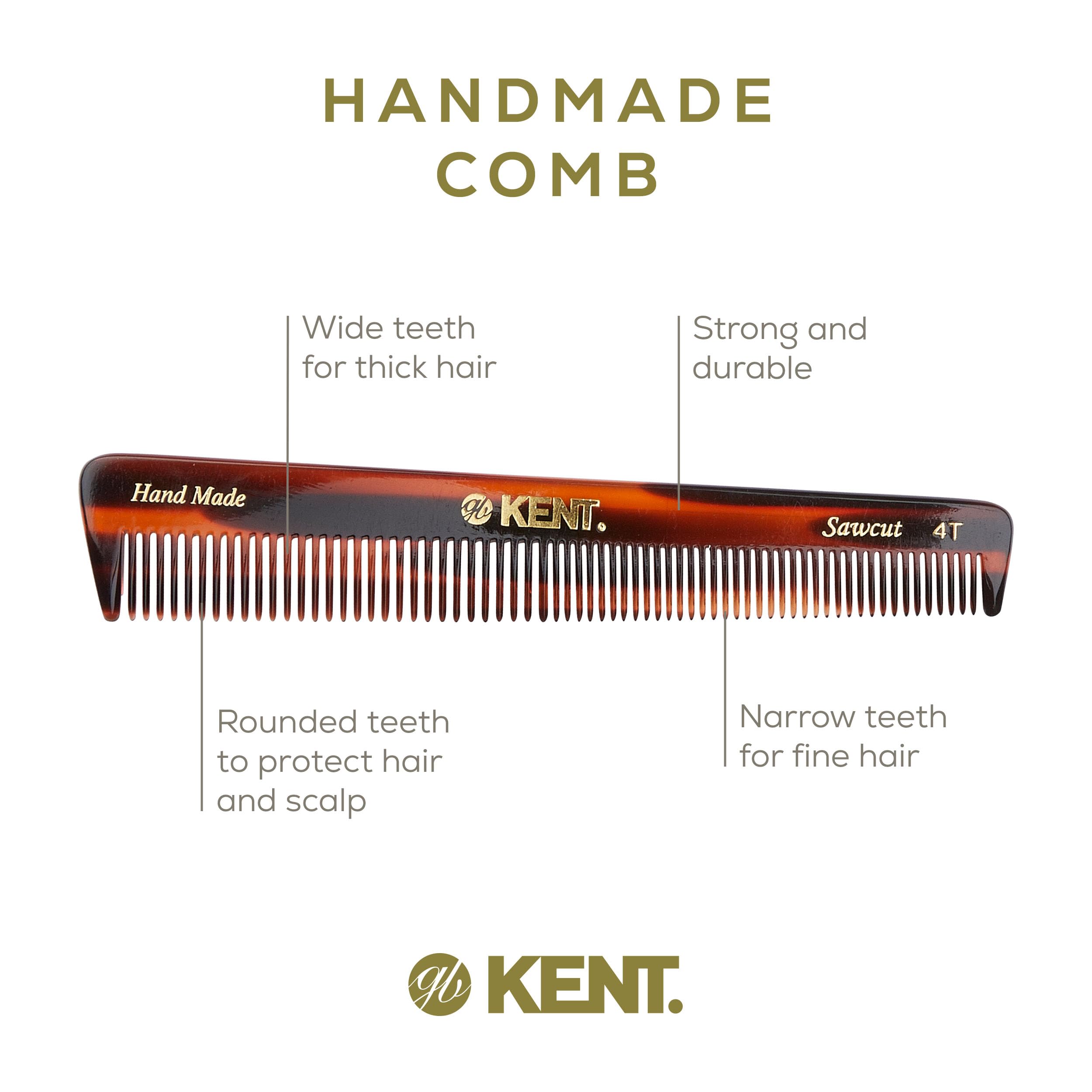 Kent Hand Made General Grooming Comb 4T by Kent