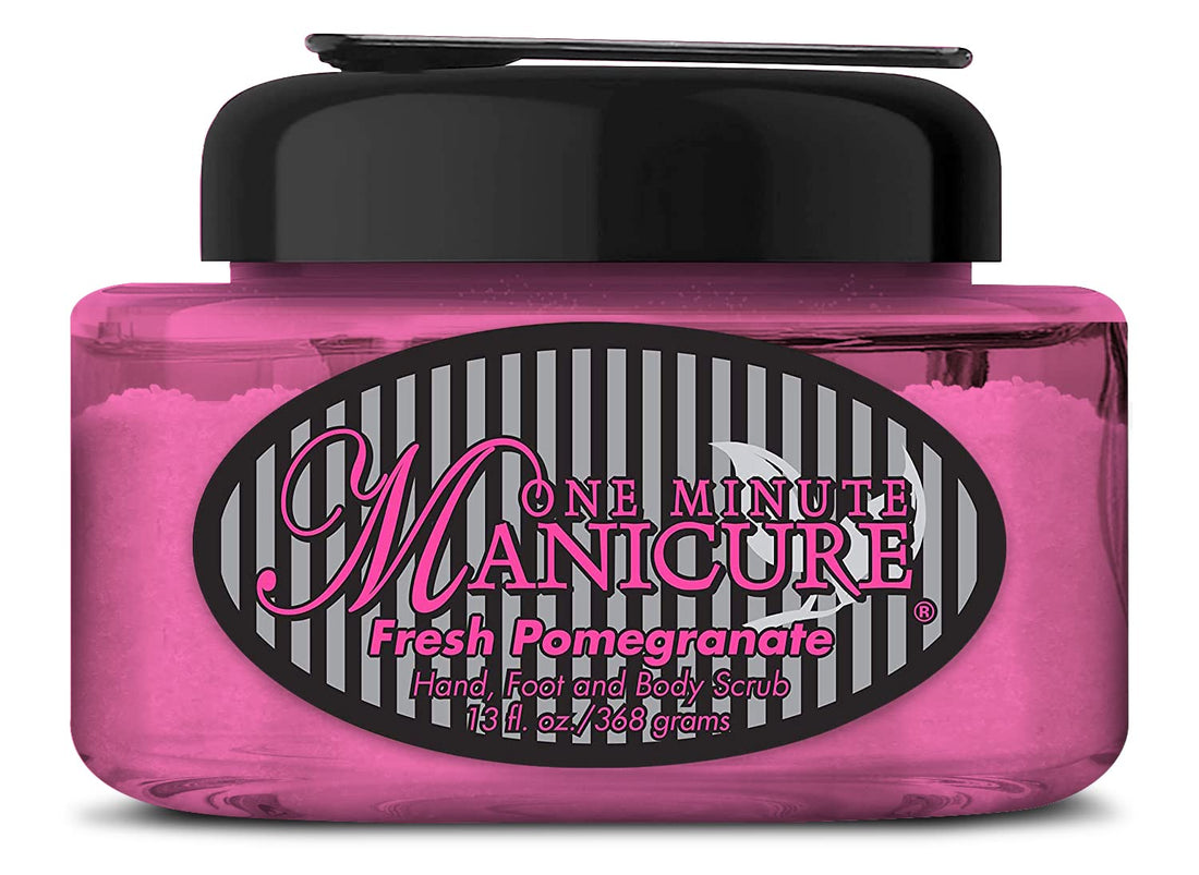 One Minute Manicure – Moisturizing Salt Scrub – 13 oz – Professionally Formulated To Exfoliate, Recondition & Moisturize Skin – Enhanced With Botanical Oils & Natural Sea Salts (Fresh Pomegranate)