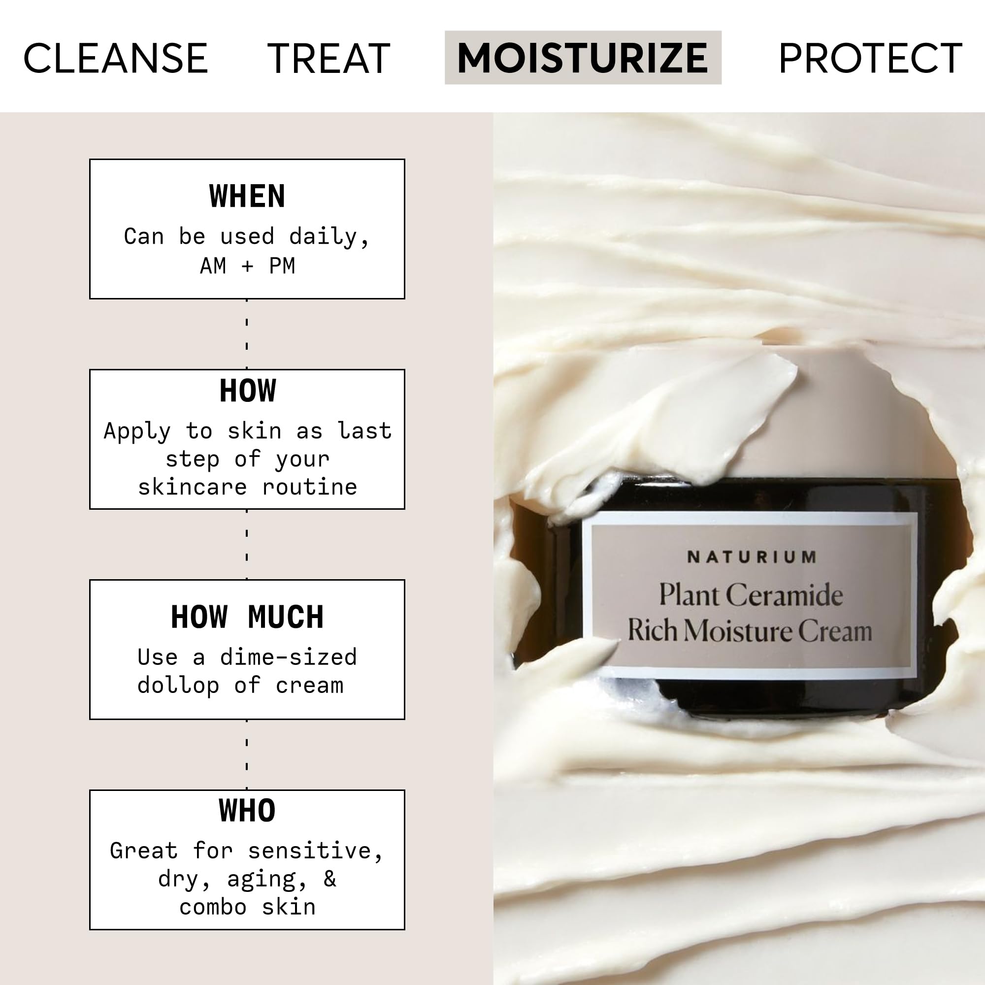 Naturium Plant Ceramide Rich Moisture Cream, Hydrating & Anti-Aging Skincare, 1.7 oz