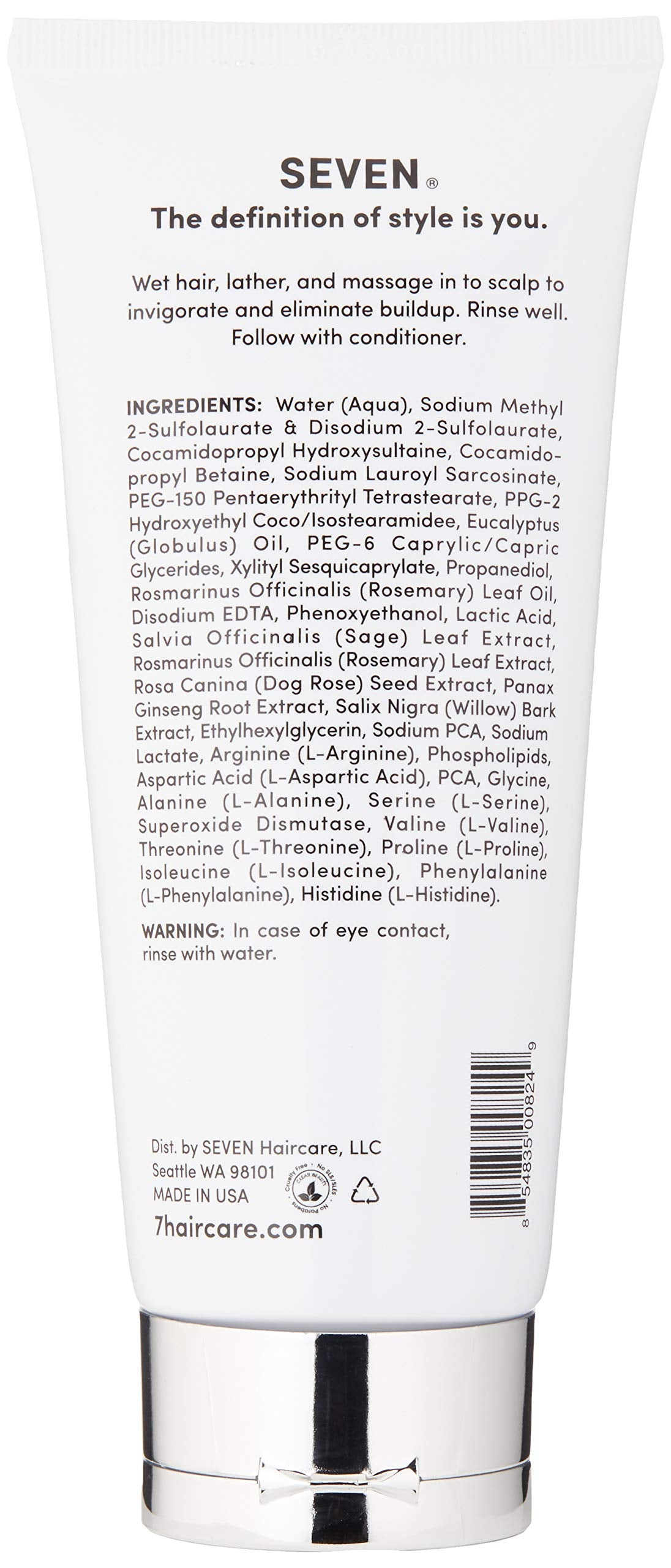 SEVEN Hair Care Cubica Clarifying Shampoo for Women & Men, Detox and Minimize Dry Scalp + Buildup with Rosemary, Eucalyptus & Rose Hip Oil, Cruelty Free, Sulfate Free, Made in USA, 7 oz