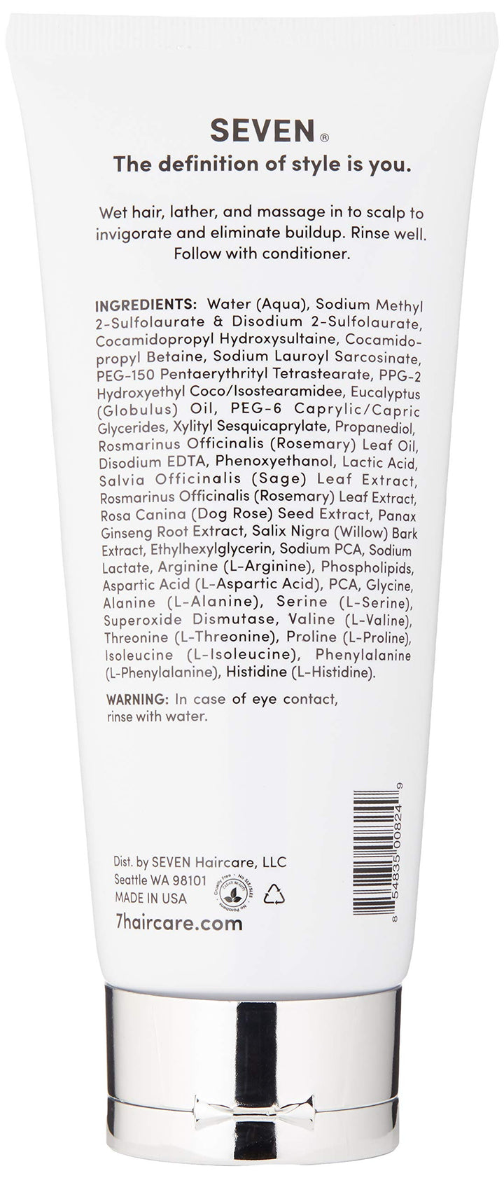 SEVEN Hair Care Cubica Clarifying Shampoo for Women & Men, Detox and Minimize Dry Scalp + Buildup with Rosemary, Eucalyptus & Rose Hip Oil, Cruelty Free, Sulfate Free, Made in USA, 7 oz
