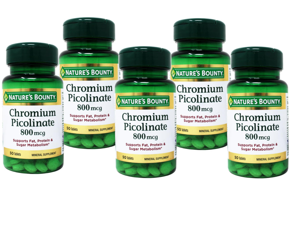 Nature's Bounty Mega Chromium Picolinate 800 mcg tablets 50 ea (Pack of 5)