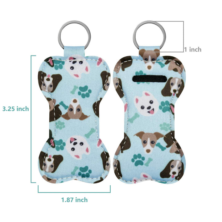 Beautyflier 5 Pack Neoprene Chapstick Keychain Holder Lipstick Pouch Lip Balm Holder Travel Accessories (Dog Pattern) : Dog Pattern
