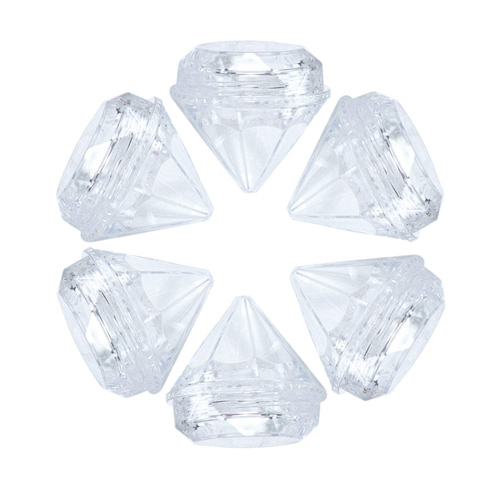 AUEAR, 50 Pack Diamond Shaped Clear Jars 5 ML Empty Refillable Cosmetic Small Jar Makeup Container with Lids Sample Trial Case Storage Box for Party Favors Container Decor