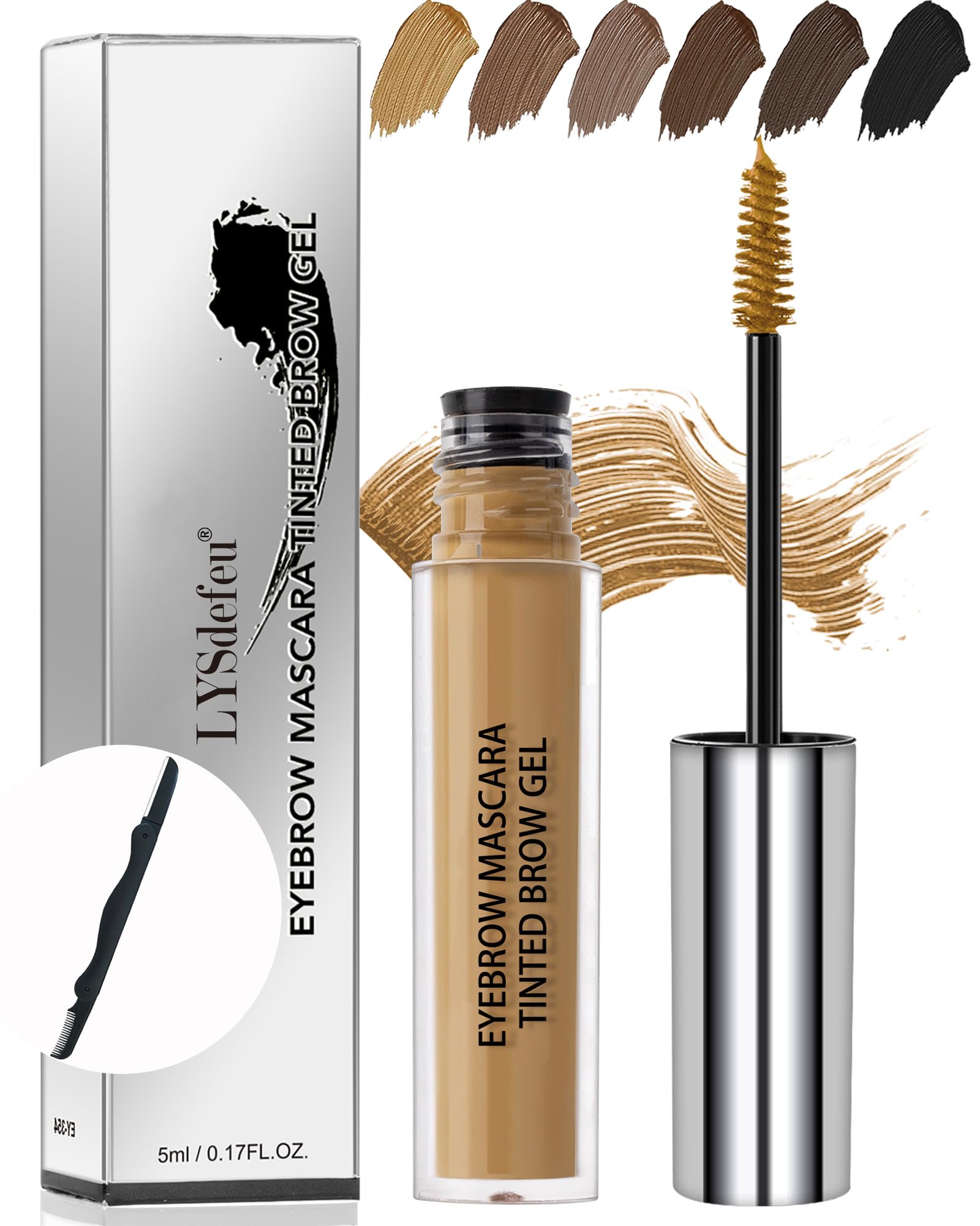 Waterproof Tinted Brow Gel-Long Lasting Smudgeproof Liquid Eyebrow Makeup,Eyebrow Mascara Tinted Brow Glue,Eye Brow Filler,Volumizing Enhance Brow Mascara,With Brow Razor Brush,Gift for Women-Blonde