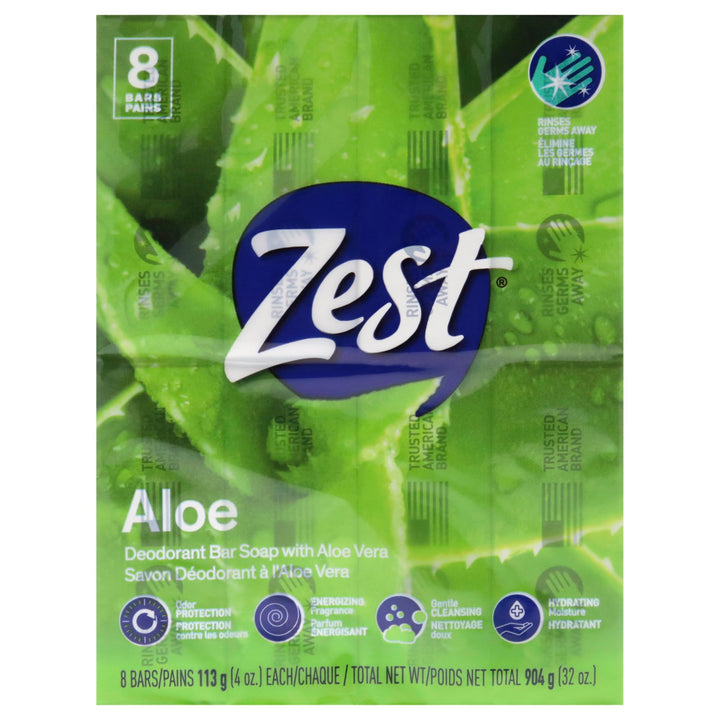 Zest 8-Bar Bath Size Soap, Fresh Aloe, 4 Ounce