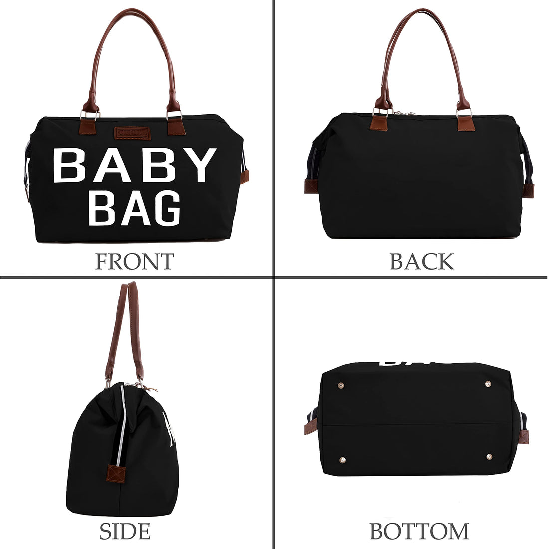 CHQEL Baby Diaper Bag, Mommy Bags for Hospital & Functional Large Baby Diaper Travel Bag for Baby Care (BLACK)