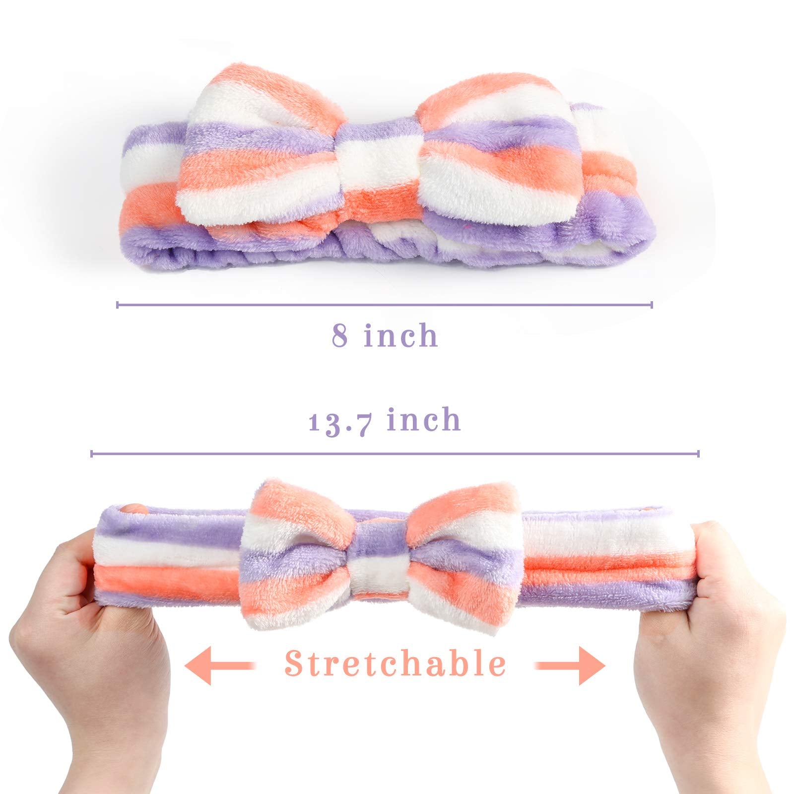 Shindel Bow Hair Band: Bow Hair Band, Soft Carol Fleece Hairlace Headband Turban Bowknot Bow Makeup Shower Headbands Headwraps For Washing Face Shower Spa Mask, Multiple Styles, 6Pcs