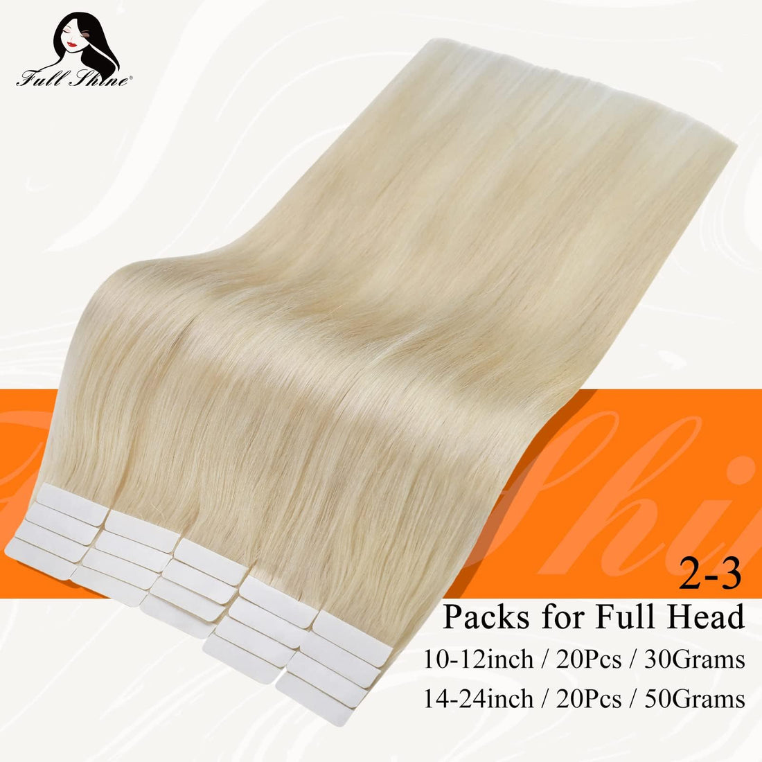 Fshine Tape In Hair Extensions 20 Inch Double Sided Adhesive Tape In Human Hair Color 60 Platinum Blonde Tape On Extensions Remy Hair 50 Grams 20 Pcs Seamless Pu Tape In Hair