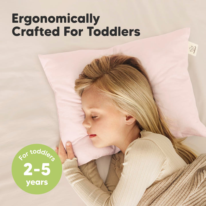 KeaBabies 2-Pack Toddler Pillow 13x18 - Soft Organic Cotton Kids Travel Bed Pillows for Sleeping, School, Nap, Machine Washable, Toddlers 2 to 5, Pillowcase Sold Separately (Mist Pink)