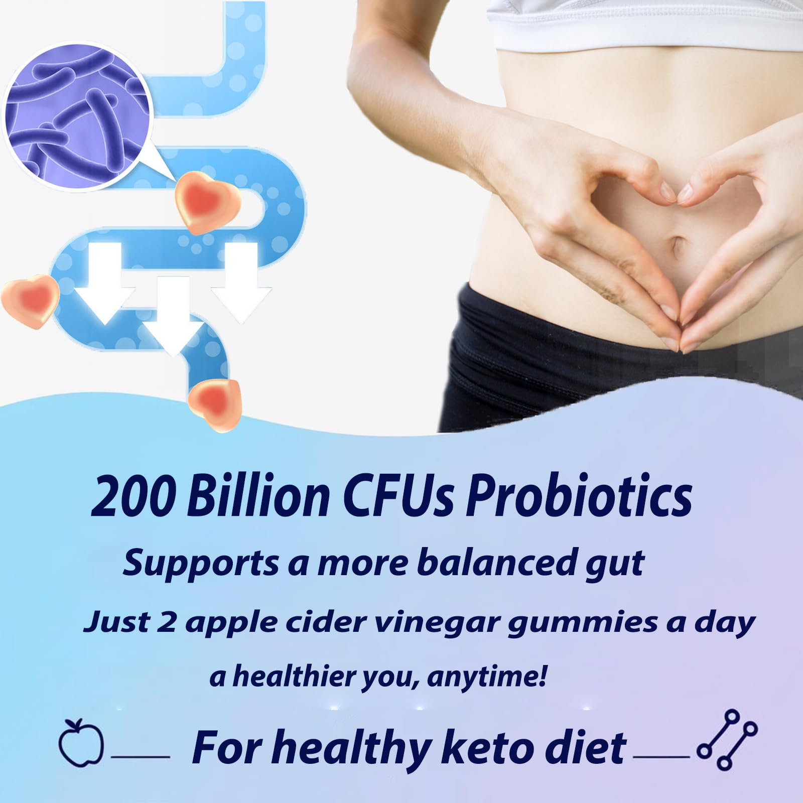 Sugar Free Apple Cider Vinegar Gummies, 21 in 1 Keto ACV Gummies with Multi Collagen Peptides, Biotin, Probiotics, Vitamins for Healthy Hair, Skin, Nails & Digestive Support, Apple Flavored, 90 Count