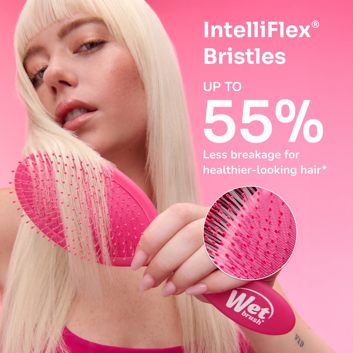 Wet Brush Mini Detangler Hair Brush, Pink, Detangling Travel Hairbrush, Ultra-Soft IntelliFlex Bristles Glide Through Tangles with Ease, Pain-Free, All Hair Types