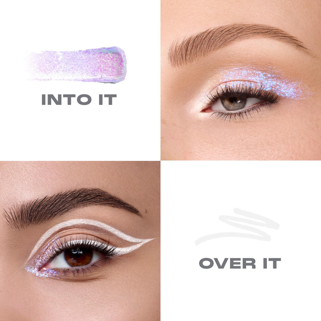 Morphe Mixed Signals Dual-Ended Eyeshadow Stick - Cream Eyeshadow Pigment & Chrome Liquid Flakes for Bold, Layered Eye Makeup Looks - Into It/Over It (0.96 oz)