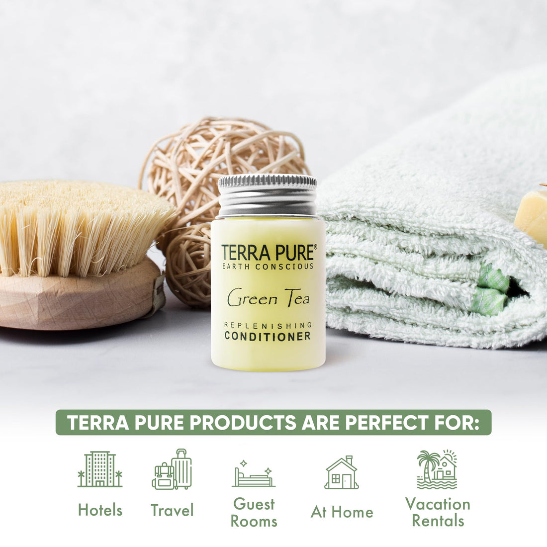 Terra Pure Conditioner, Travel Size Hotel Amenities, 1 oz (Case of 20)