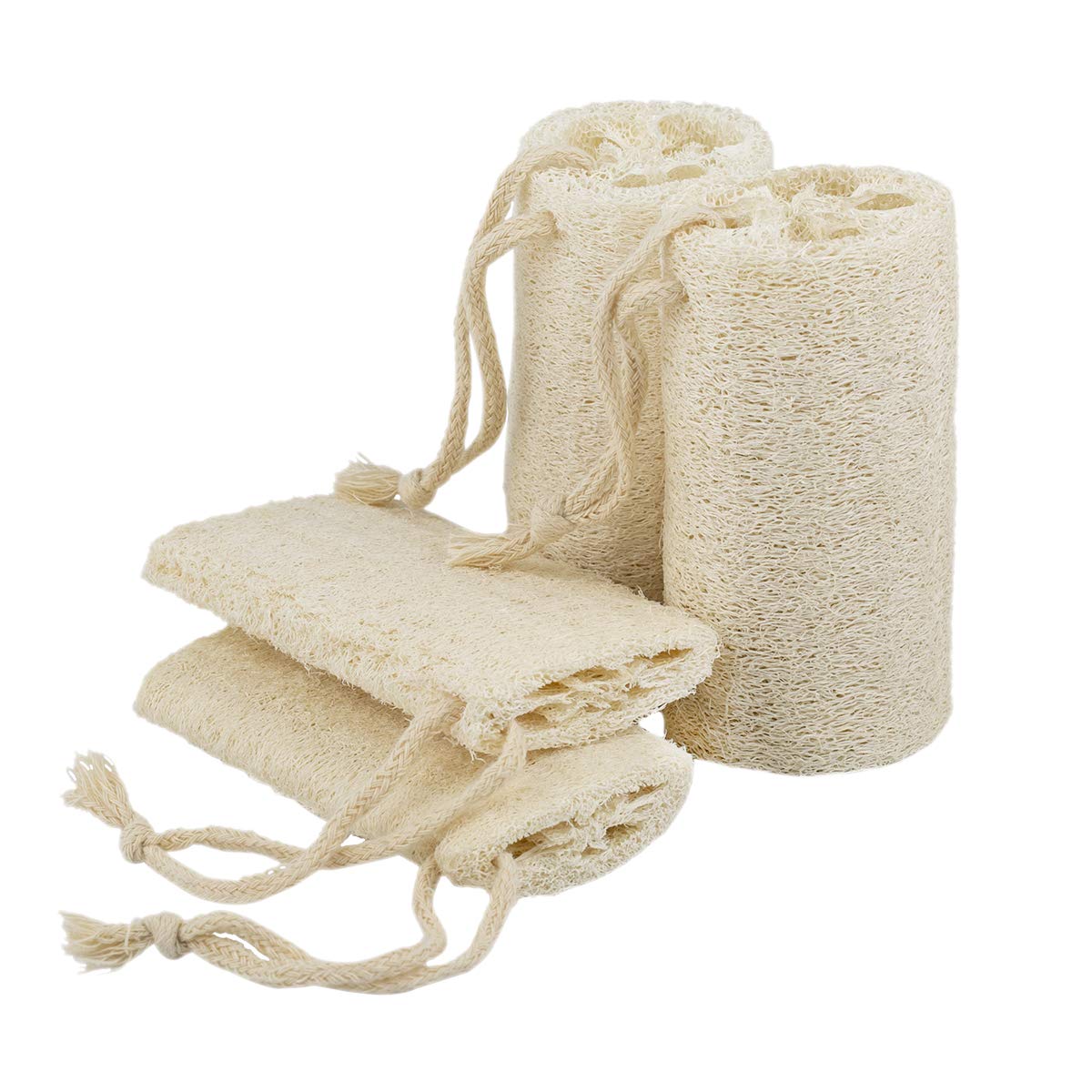 Natural Loofah Exfoliating Body Sponge Scrubber for Skin Care in Bath Spa Shower Pack (5 inch)
