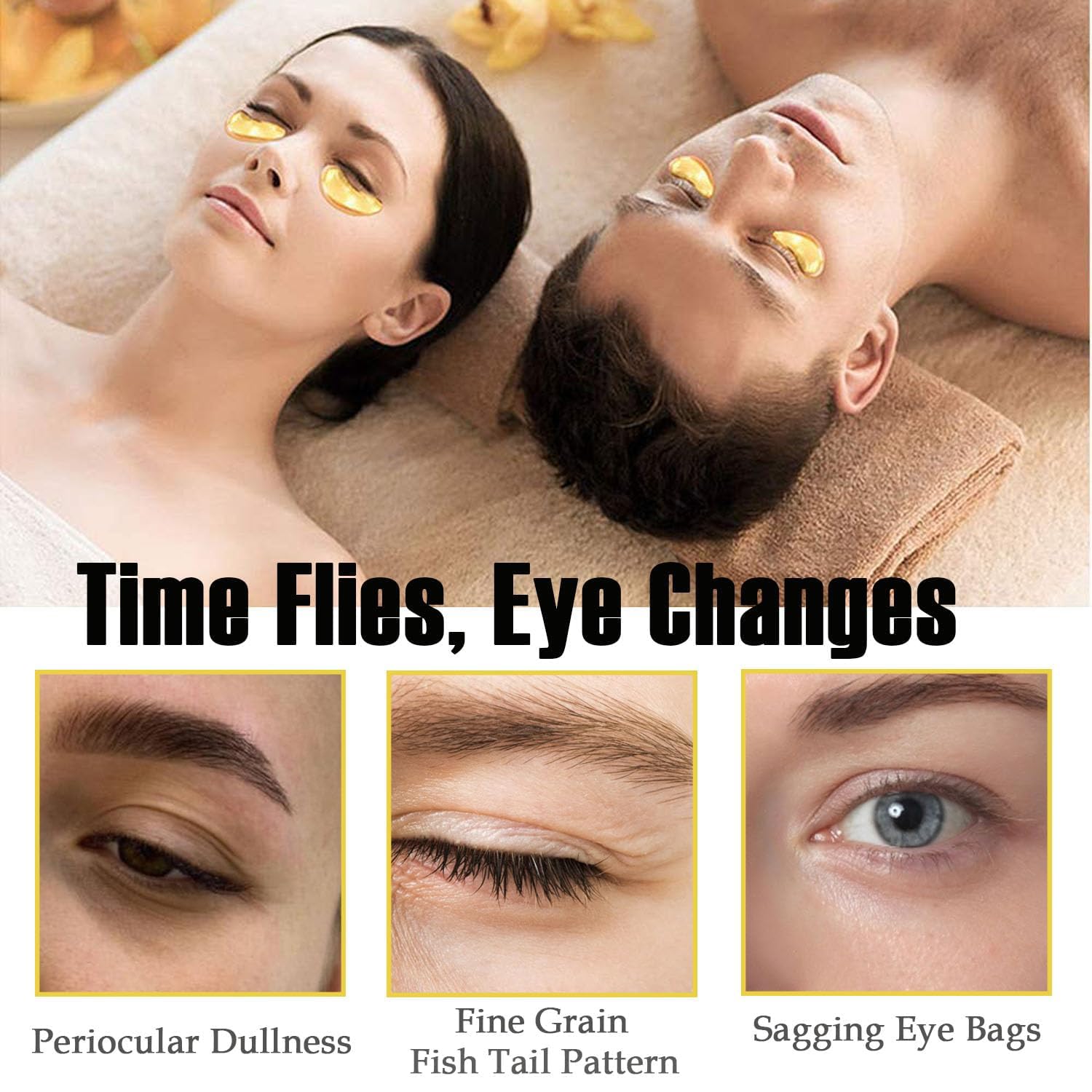 30 Pairs Lip Mask & Under Eye Mask, 24K Gold Gel Eye Masks,Collagen Moisturizing Lip Masks for Dry Lips, Effectively Nourishes Skin Care