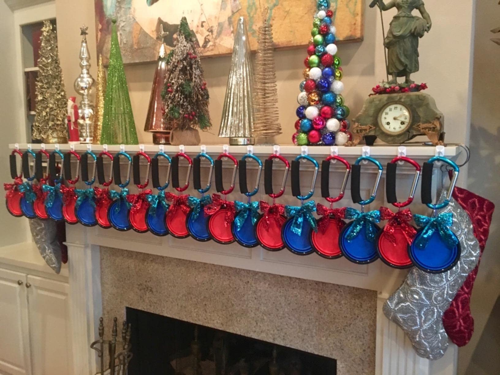 Stroller Hooks, 2 Pack 5.4 Aluminum Steel Large Carabiner - Stroller Organizer Hook Clips for Hanging Diaper Bags