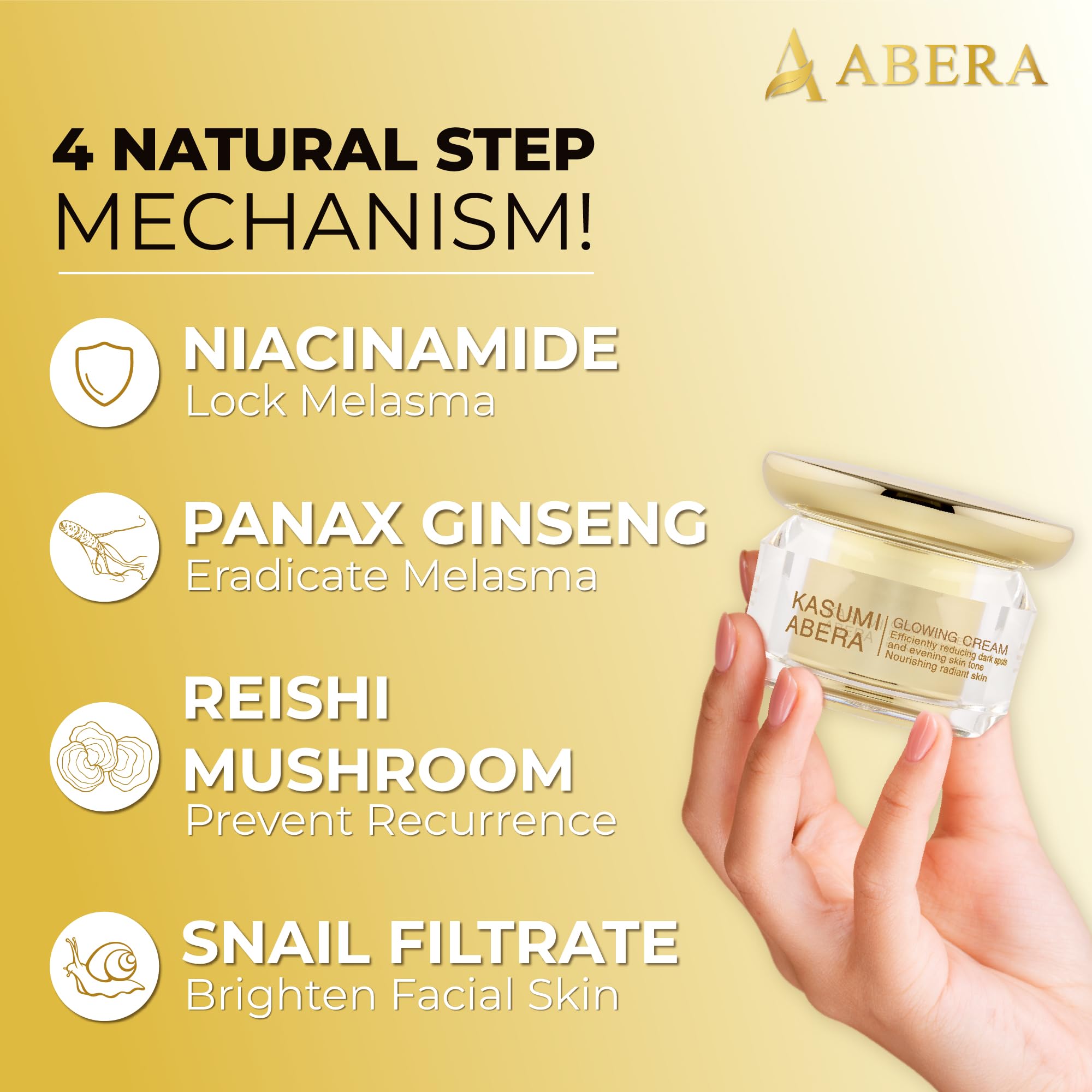 ABERA Kasumi Melasma Cream, Dark Spot Remover For Face, Reduce Fine Lines, Wrinkles, Anti-aging with Red Ginseng Extract, Facial Moisturizer For Women (0.7 Oz Per Box)