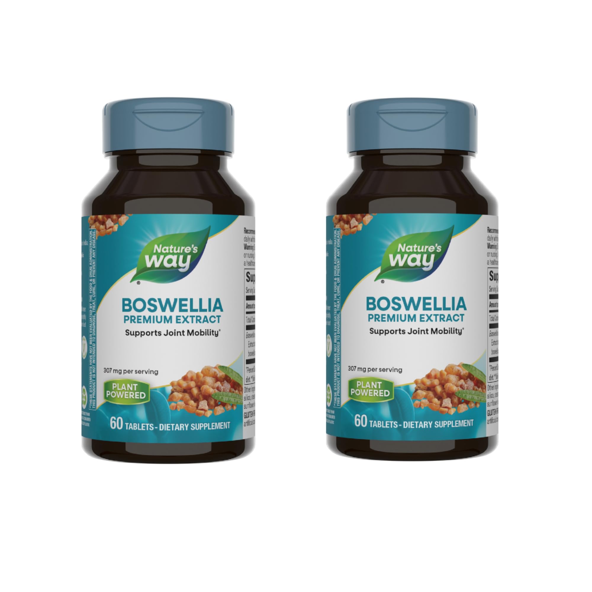Nature's Way Boswellia Premium Extract, Supports Joint Mobility*, 307 mg Boswellia serrata Extract per Serving, Frankincense Supplement, Gluten Free & Vegan - 60 Tablets (Packaging May Vary) - 2 Pack
