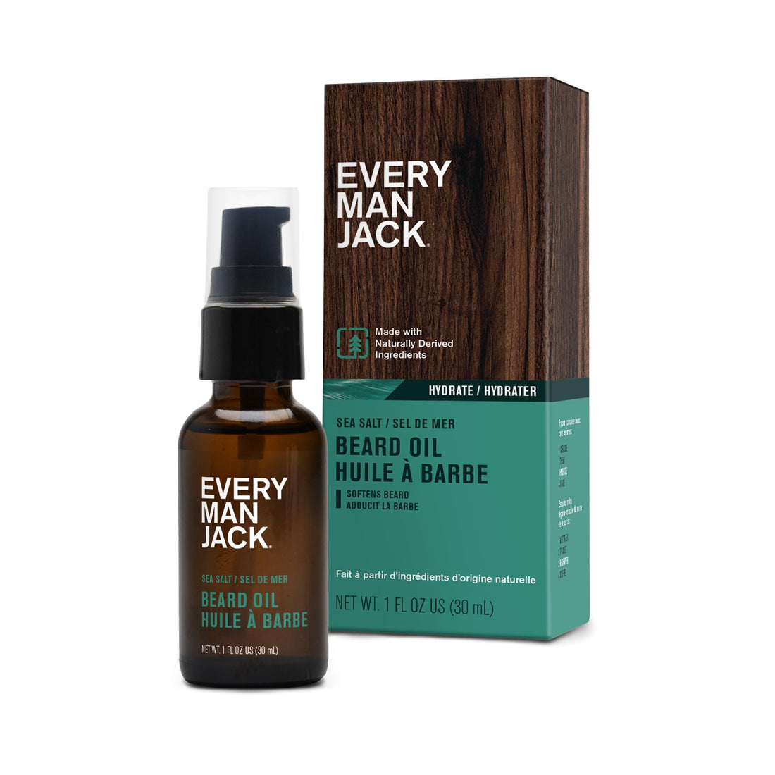 Every Man Jack Mens Beard Oil - Sea Salt Fragrance - Deeply Moisturizes and Softens Your Beard and Adds a Natural Shine - Naturally Derived with Shea Butter and Argan Oil - 1 fl oz
