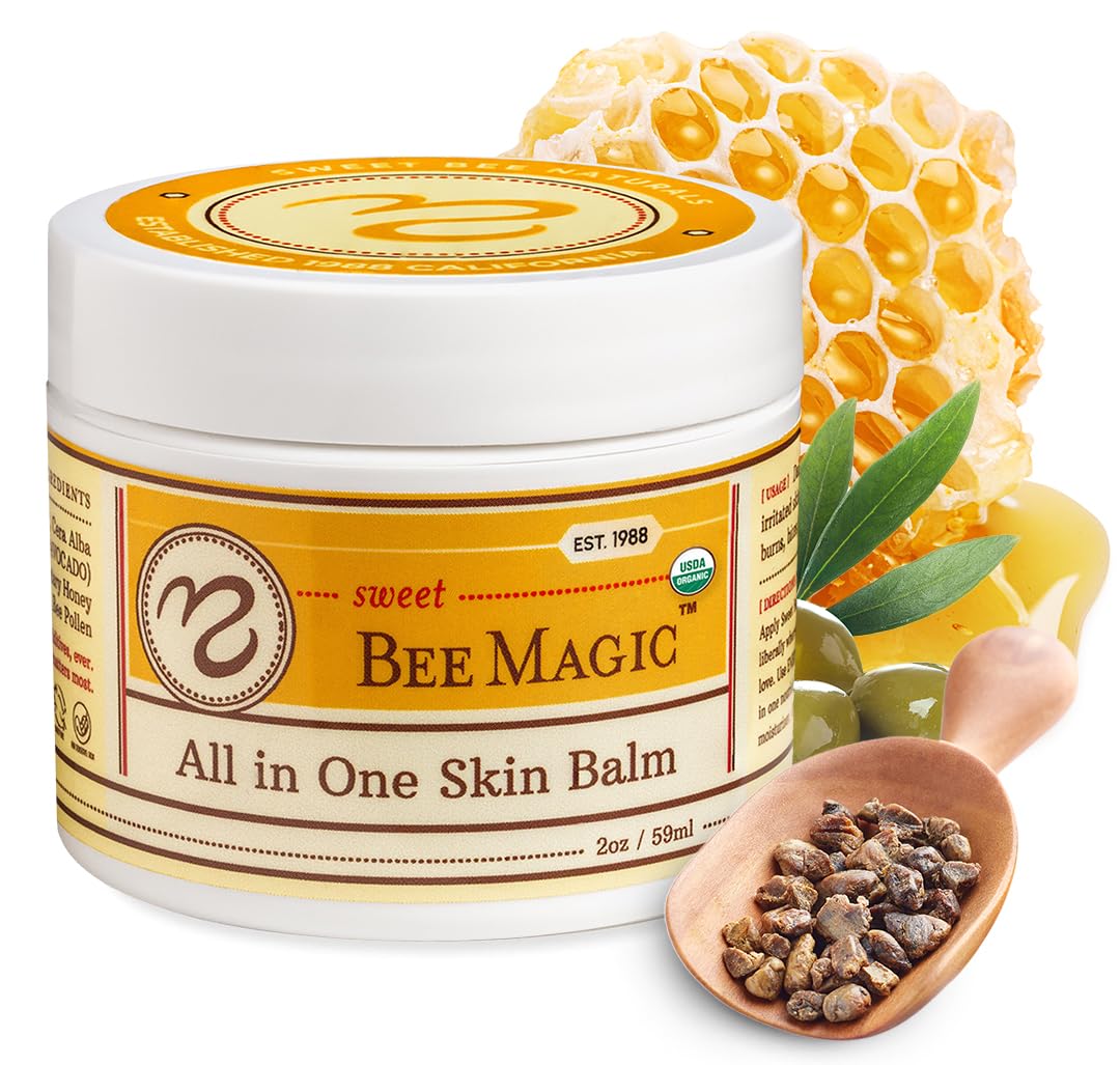 Sweet Bee Naturals - Sweet Bee Magic, All In One Healing Organic Balm. Organic Skin Aid, Small Batch Crafted in USA, Certified Organic, All Natural Skin Aid- 2 Ounce Jar