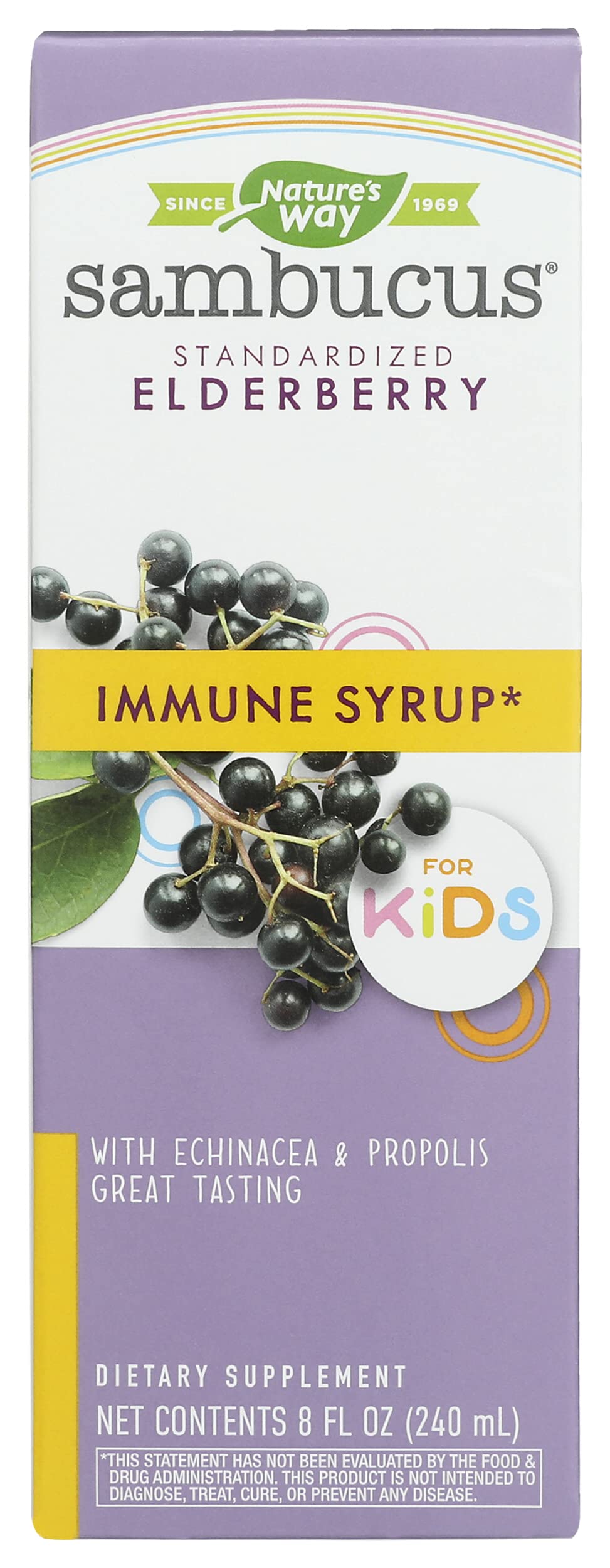Natures Way Sambucus Standardized Elderberry Syrup for Kids, Cruelty Free, Environmentally Friendly, 8 Fluid Ounce (Pack of 1)