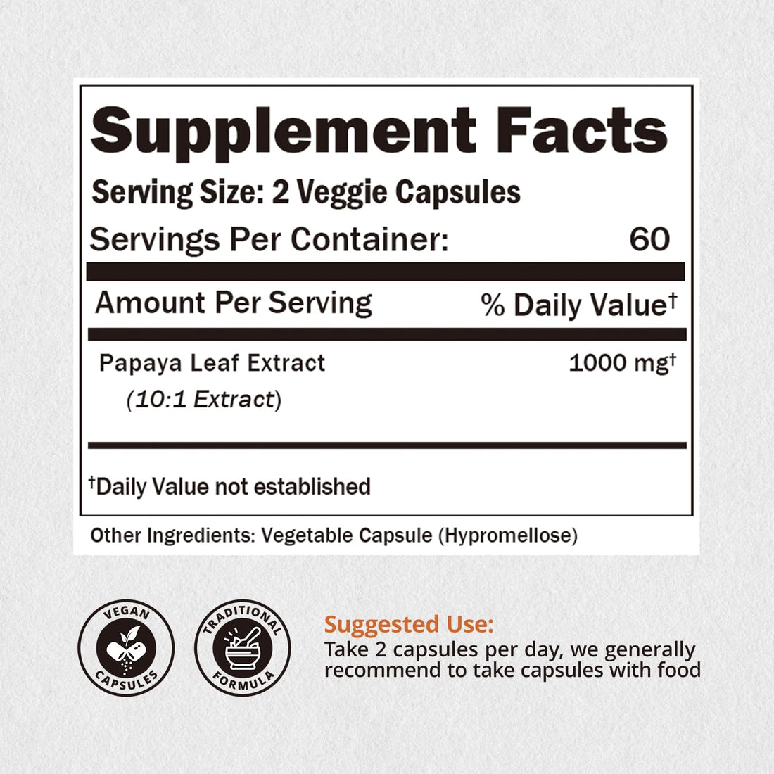 NATUREBULK Papaya Leaf Extract Capsules - 10X Strength, 120 Veg Capsules, Immune Gut & Super Digestive Health