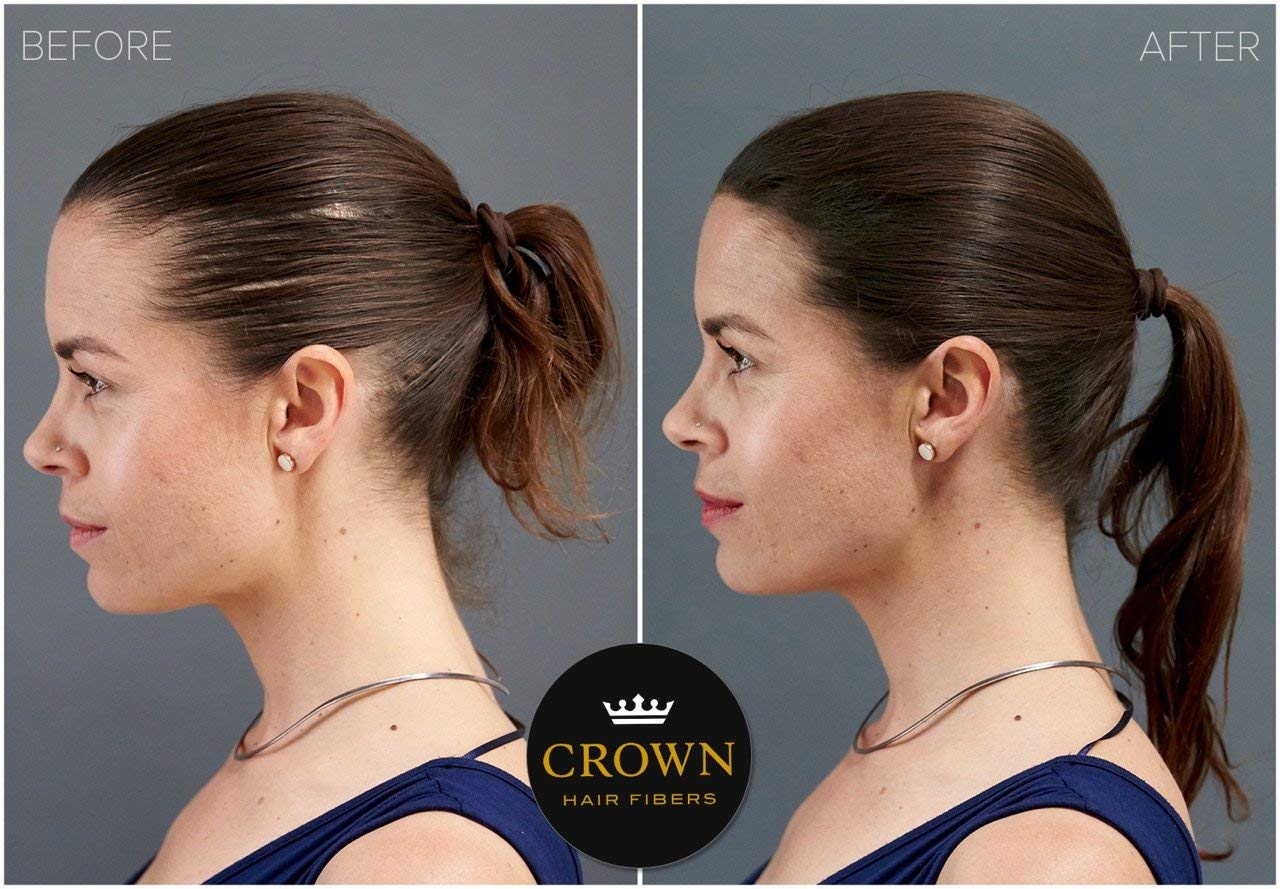 CROWN Hair Fibers - Best Keratin Hair Fibers Instantly Thickens Thinning Hair for Men and Women - Natural Hair Loss Concealer 0. 87oz - Medium Brown