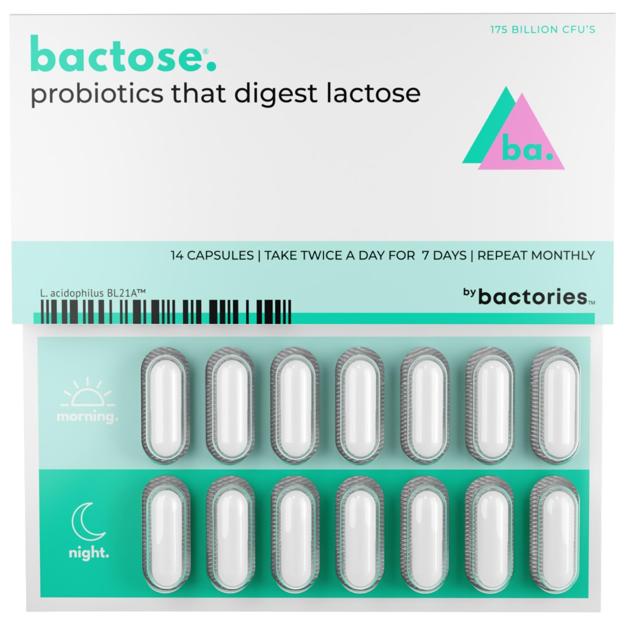 Probiotic Lactose Pills For Long Term Relief - Enjoy Dairy Again - Lactose Intolerance Supplement - Produce Lactase Enzymes in The Gut - Naturally Break Down Lactose (Take for 7 Days - Repeat Monthly)