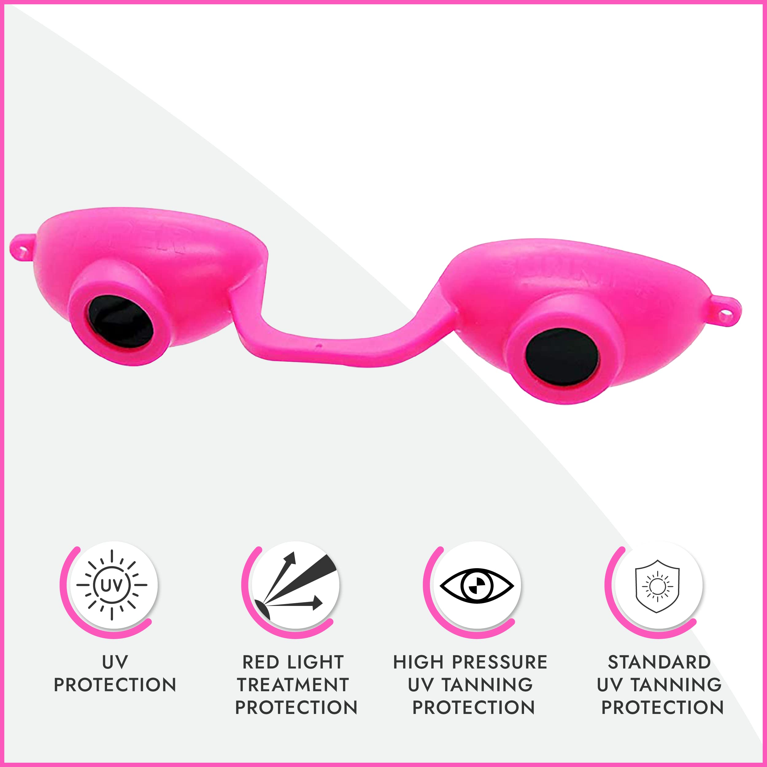 Super Sunnies Evo Flexible UV Eye Protection, FDA Compliant Tanning Bed Goggles, Red Light Therapy Glasses - Pink