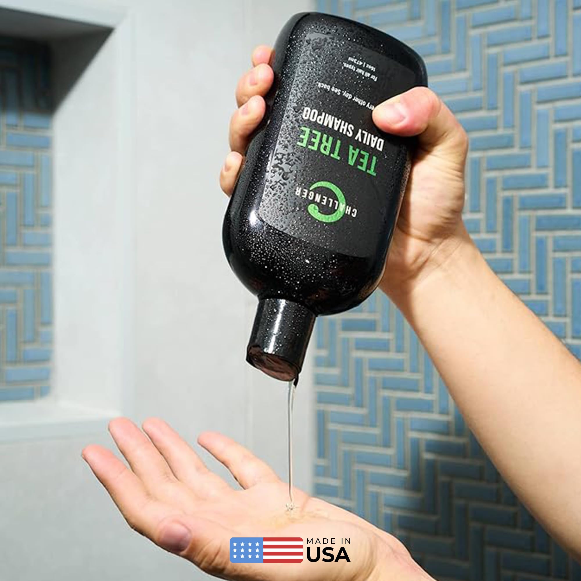 Challenger Tea Tree Shampoo - 16Oz Sulfate Free W/Vitamins, Argan Oil, Biotin - For Men & Women - Keratin, Vitamin C, Vitamin D, Protein, No Artificial Colors (2-3 Month Supply)