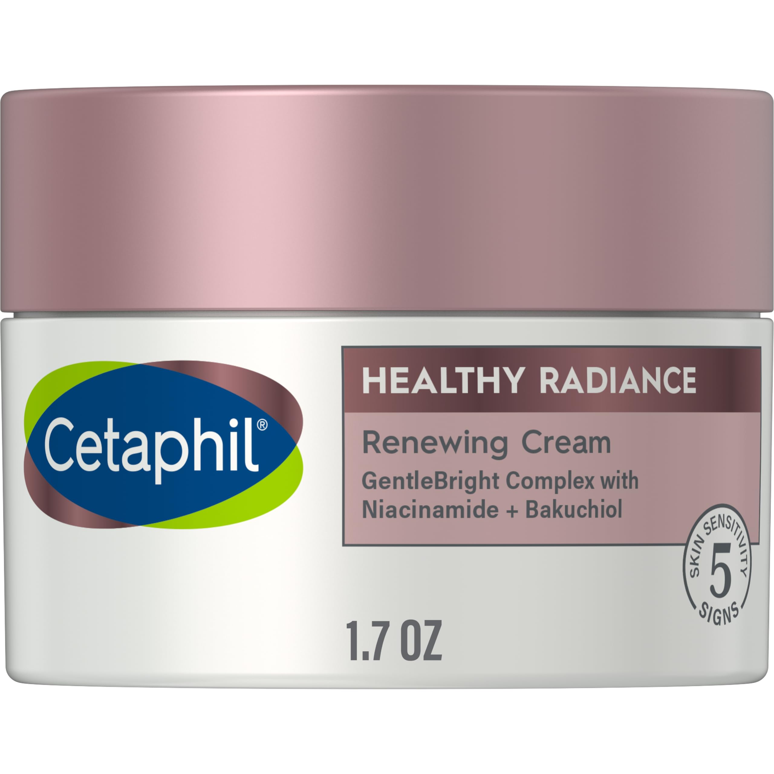 Cetaphil Healthy Radiance Renewing Cream with Niacinamide+ Bakuchiol - Reduces Dark Spots, Brightening Lotion for Sensitive Skin, Hypoallergenic, 1.7oz