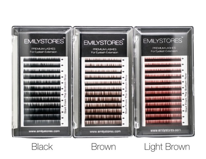 EMILYSTORES Lash Eyebrow Extensions Color Light Brown Thickness 0.10 mm Length 5/6/7/8MM Mixed Sizes One Tray by EMILYSTORS