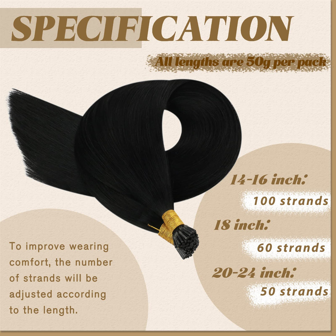 20, 1: Youngsee 20 Inches 100% Real I Tip Hair Extensions Keratin Human Hair Jet Black #1 50 Strands Fusion Tip Extensions Remy Human Hair Salon Style
