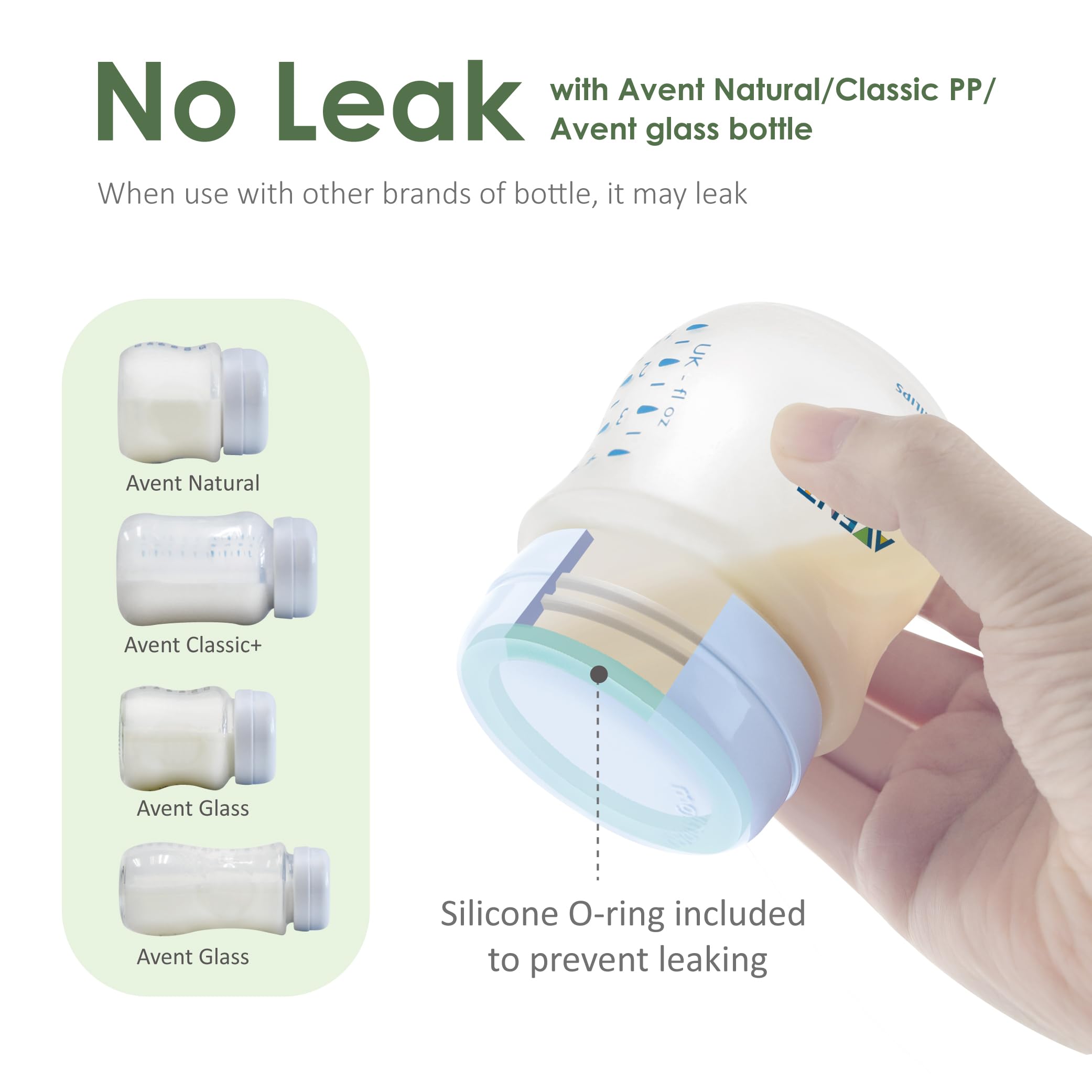 Maymom Travel Bottle Caps Compatible with Avent Bottle; Cap Replace Avent Natural Bottle Screw Ring n Sealing Disc; Fit Avent Anti-Colic Polypropylene, Glass Bottle, Avent PP, Bottle Lids Replacement