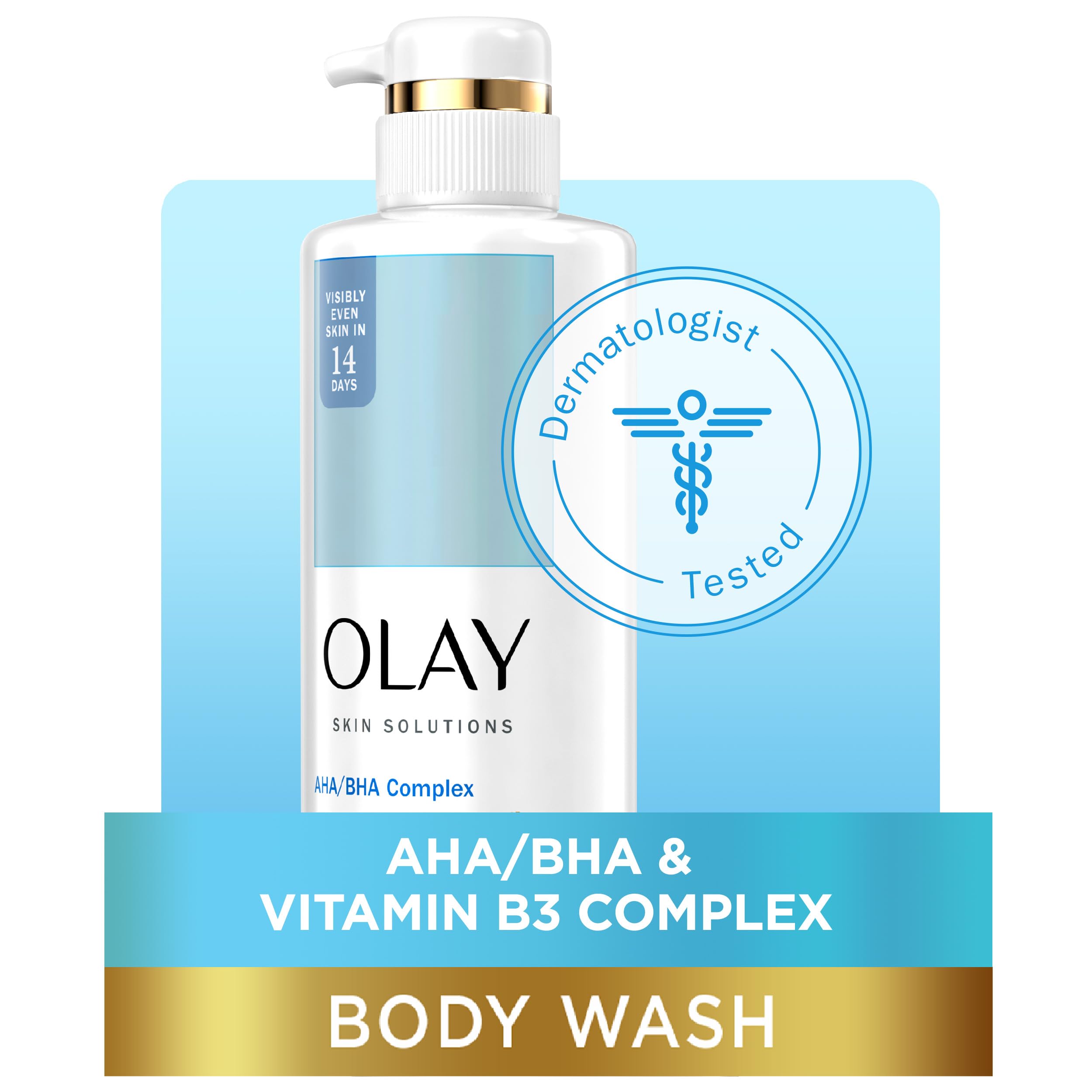 Olay Skin Solutions Hydrating Body Wash for Women with AHA/BHA Complex, 17.9 fl oz (Pack of 4)